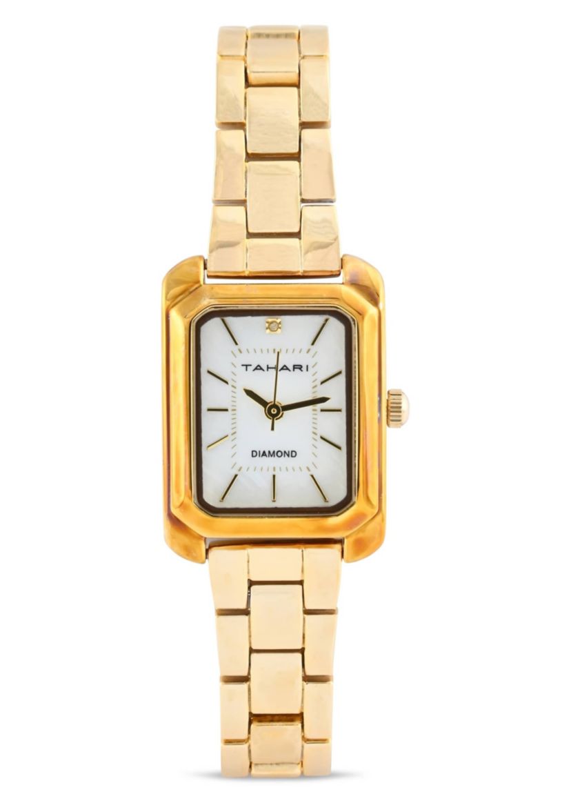Tahari Adult Womens Analog Watch w Gold Case and Bracelet w Genuine Diamond at 12 Model# TAH5695