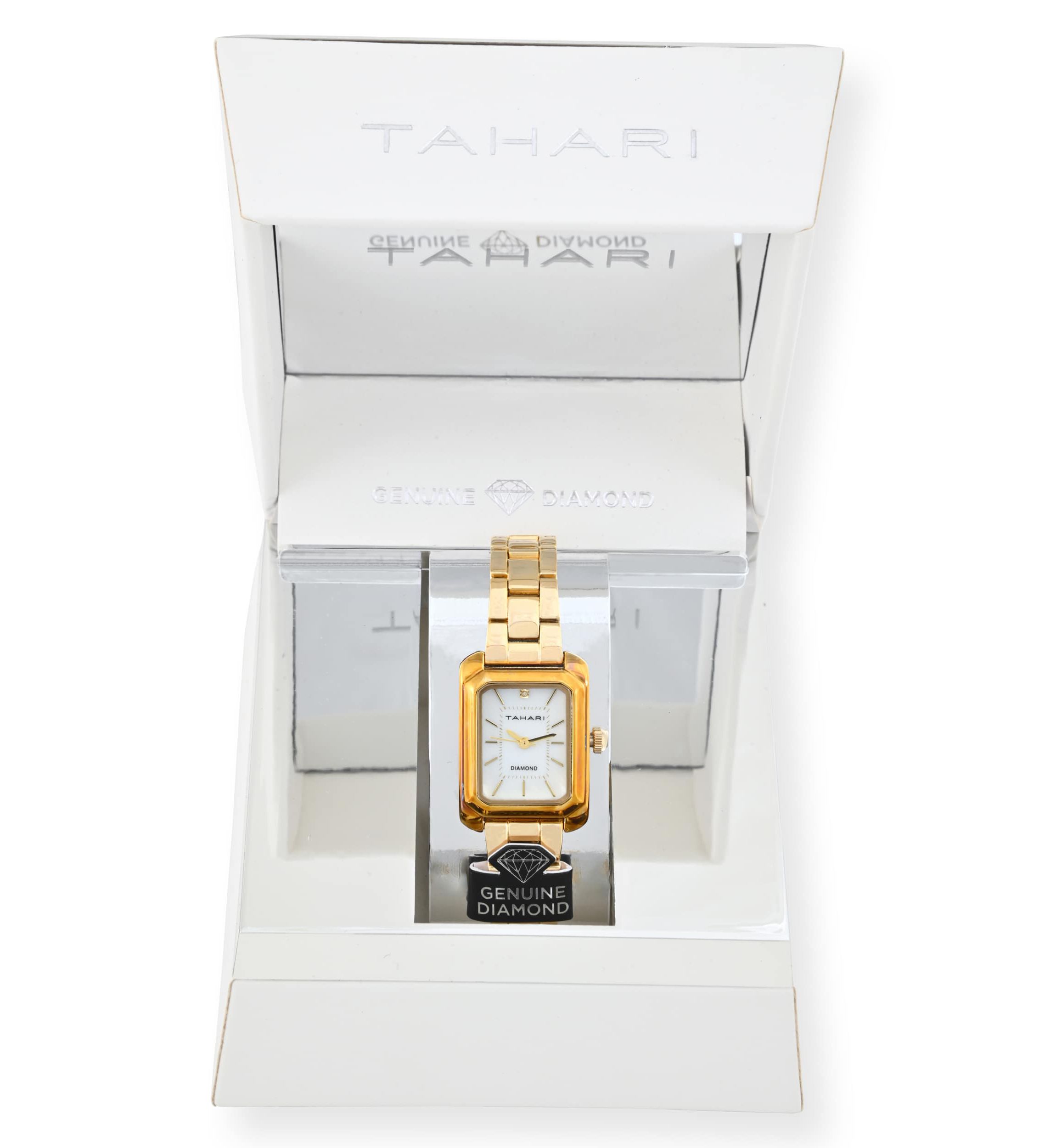 Tahari Adult Womens Analog Watch w Gold Case and Bracelet w Genuine Diamond at 12 Model# TAH5695