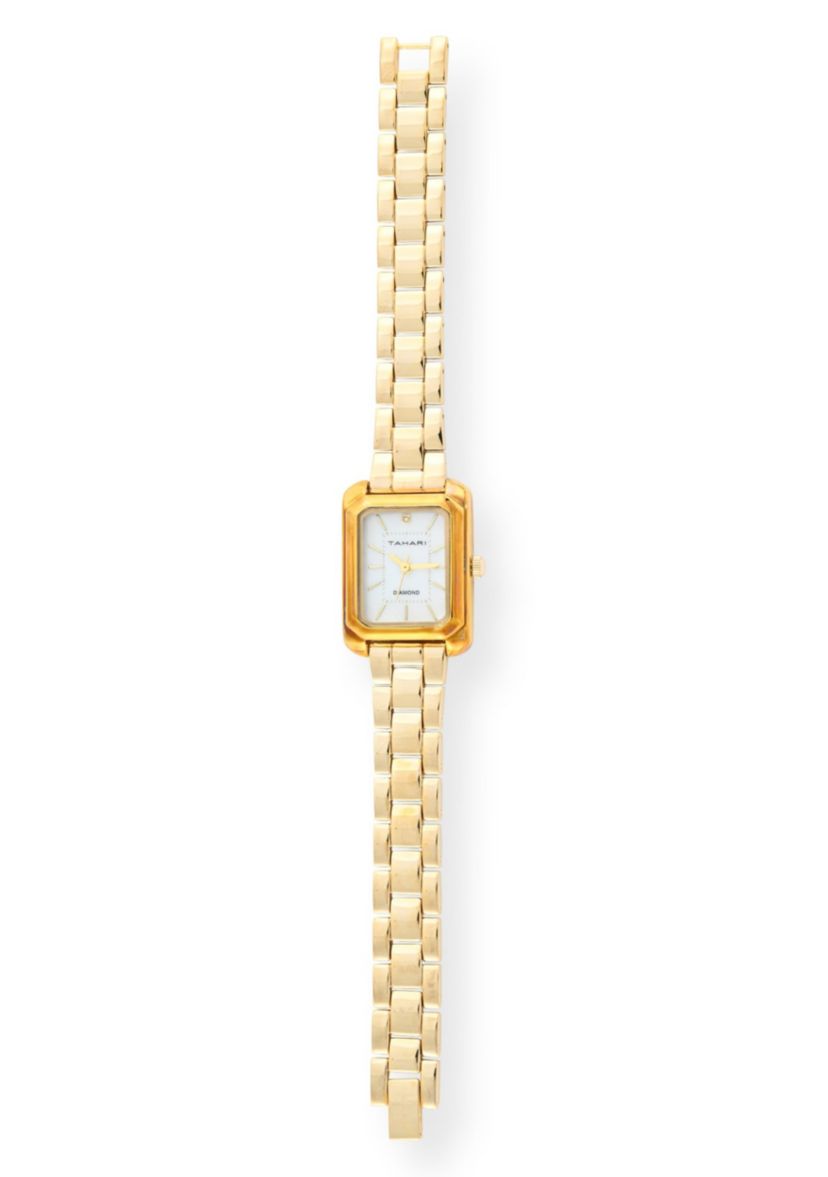 Tahari Adult Womens Analog Watch w Gold Case and Bracelet w Genuine Diamond at 12 Model# TAH5695