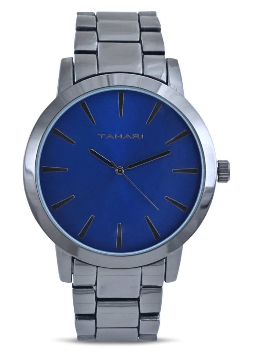 Tahari Adult Mens Analog Watch with Gun Metal Case Blue Dial and Gun Metal Braceket Model# TAH60007 