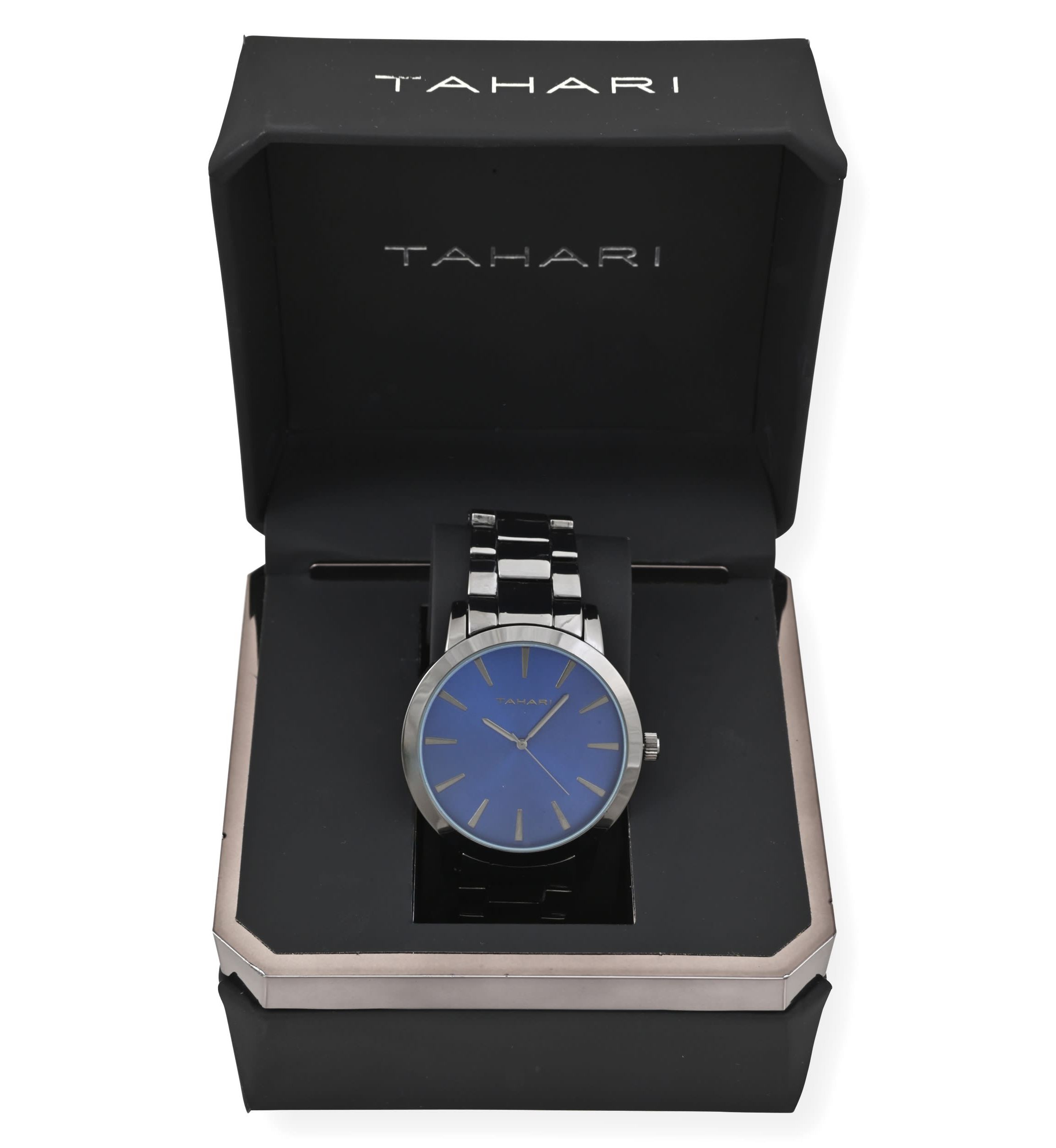 Tahari Adult Mens Analog Watch with Gun Metal Case Blue Dial and Gun Metal Braceket Model# TAH60007 