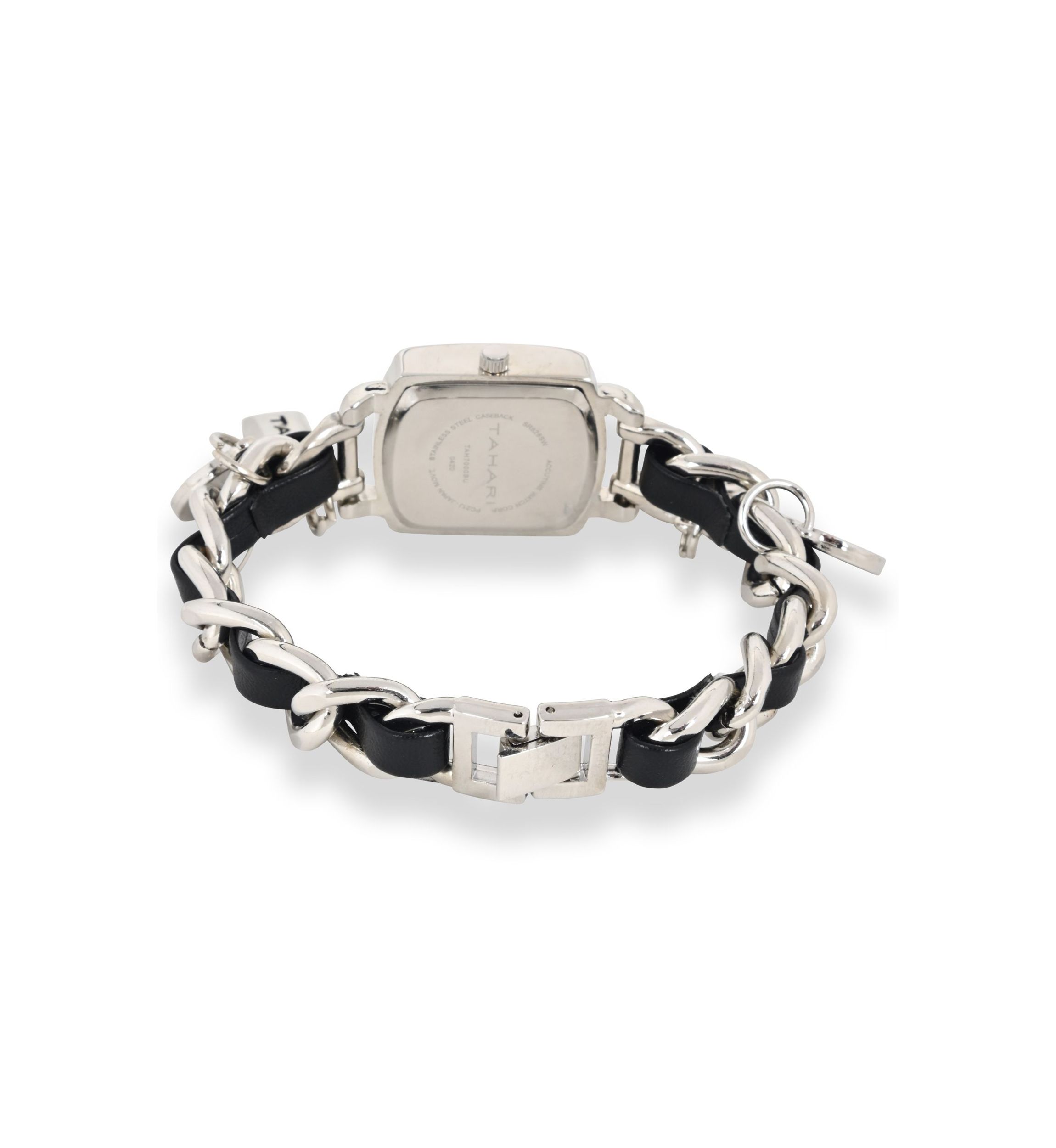 TAHARI Ladies Silver and Black Charm Watch