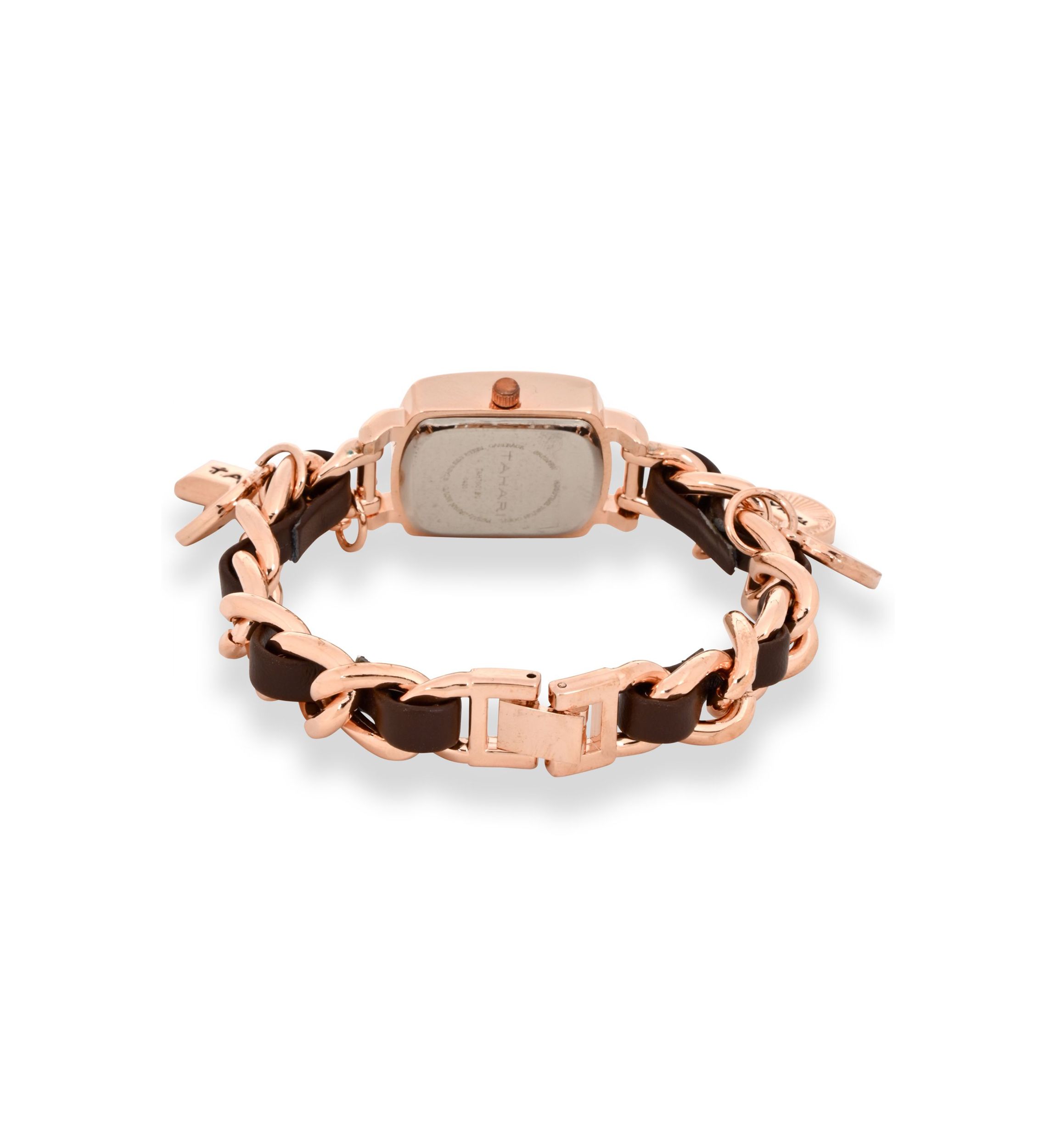 TAHARI Ladies Rose Gold and Black Charm Watch