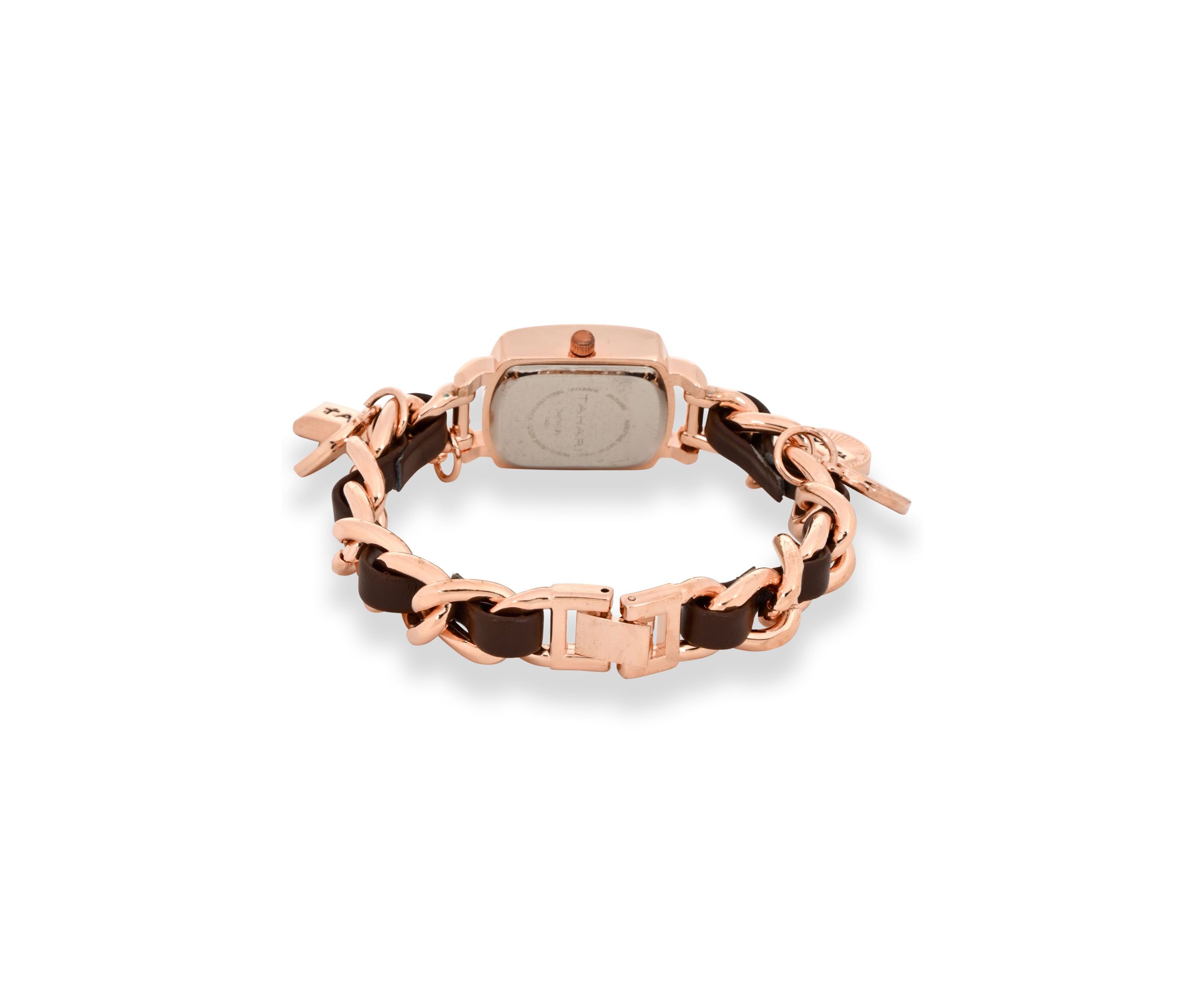 TAHARI Ladies Rose Gold and Black Charm Watch