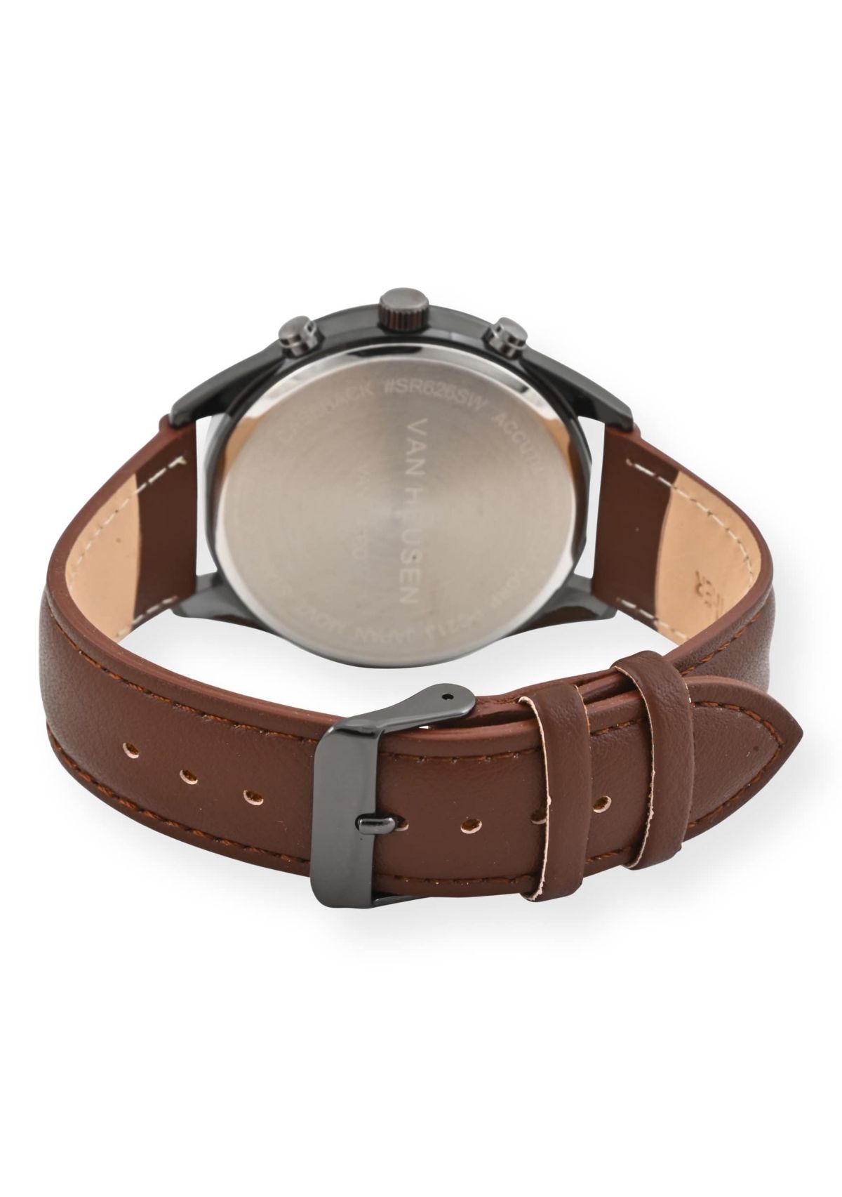 Van Heusen Adult Mens Analog Watch with Black Case and Brown Strap Model# VAN5841