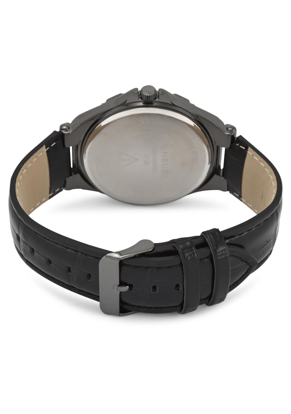 Van Heusen Adult Mens Analog Watch with Gun Metal Case and Black Strap Model# VAN5862