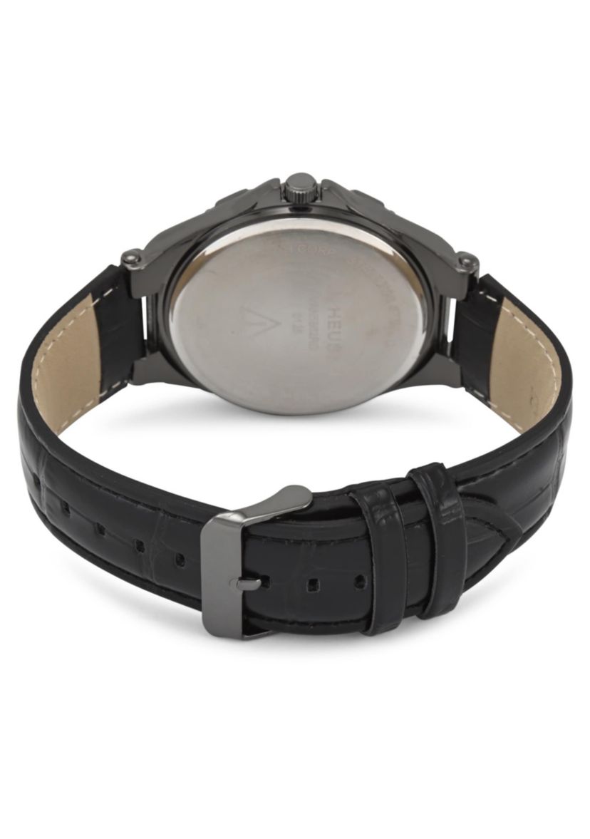 Van Heusen Adult Mens Analog Watch with Gun Metal Case and Black Strap Model# VAN5862