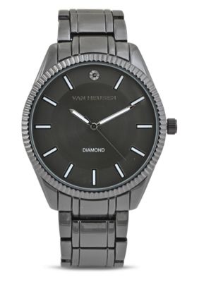 Van Heusen Adult Mens Analog Watch with Black Case and Dial with Black Bracelet w Diamond at 12 Model# VAN80165