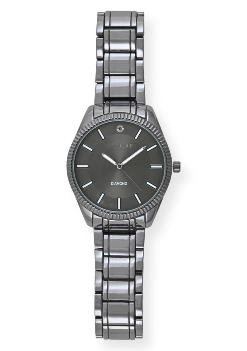 Van Heusen Adult Mens Analog Watch with Black Case and Dial with Black Bracelet w Diamond at 12 Model# VAN80165