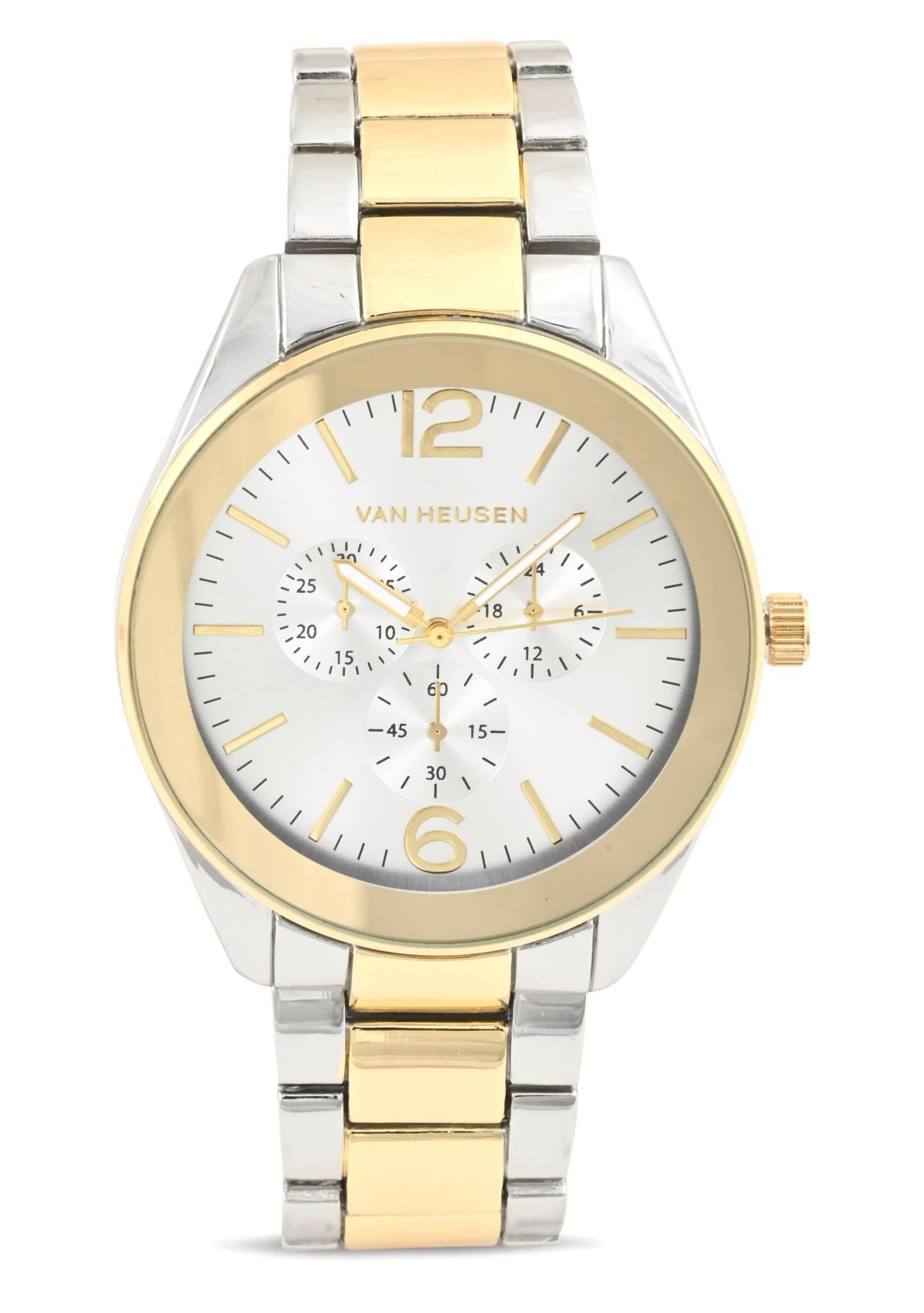 Van Heusen Adult Mens Analog Watch with Two-Tone Silver Gold Case and Bracelet Model# VAN8851