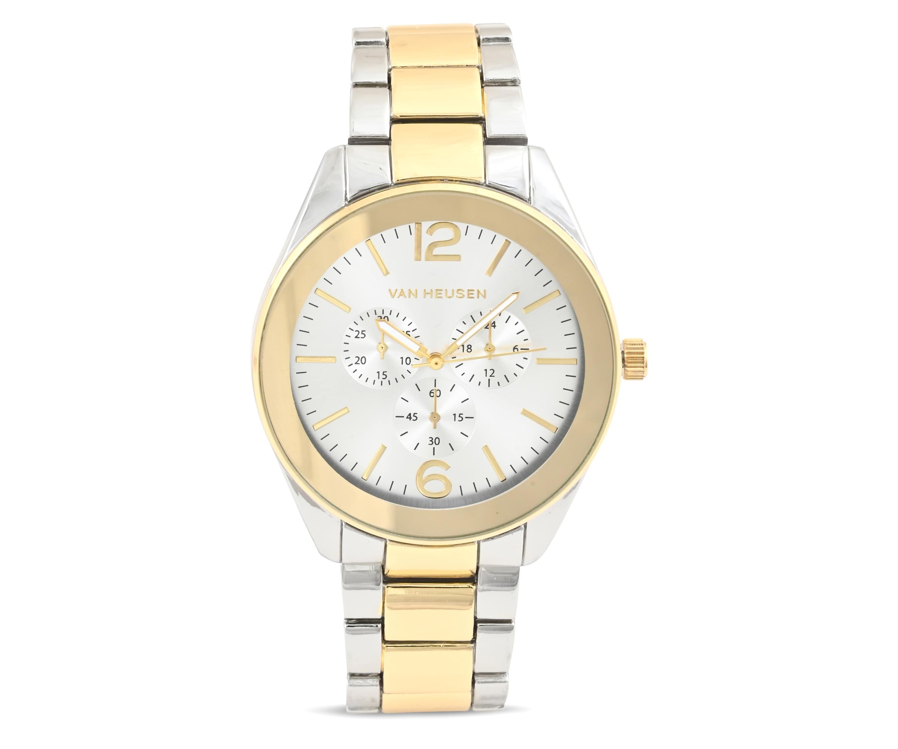 Van Heusen Adult Mens Analog Watch with Two-Tone Silver Gold Case and Bracelet Model# VAN8851