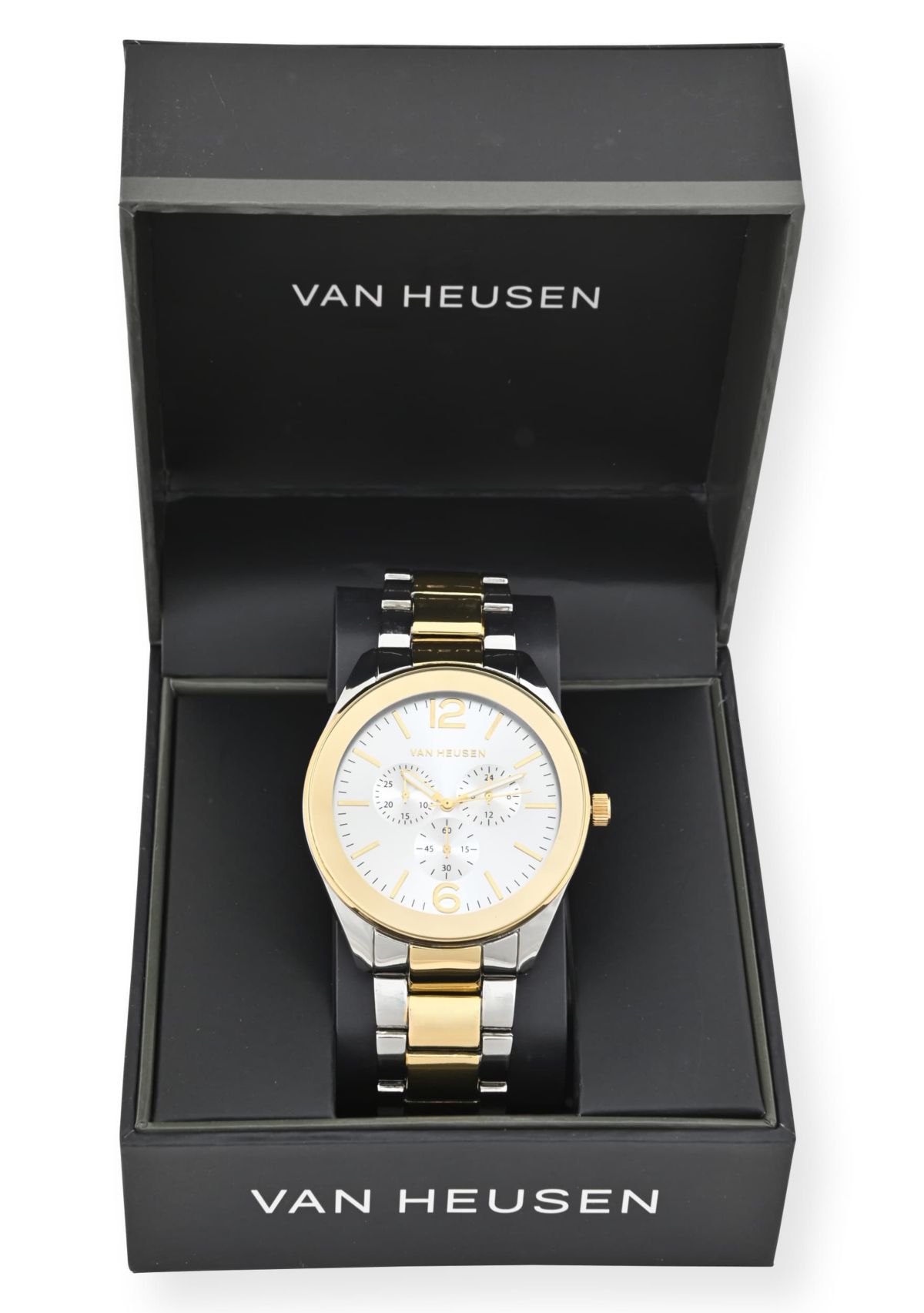 Van Heusen Adult Mens Analog Watch with Two-Tone Silver Gold Case and Bracelet Model# VAN8851