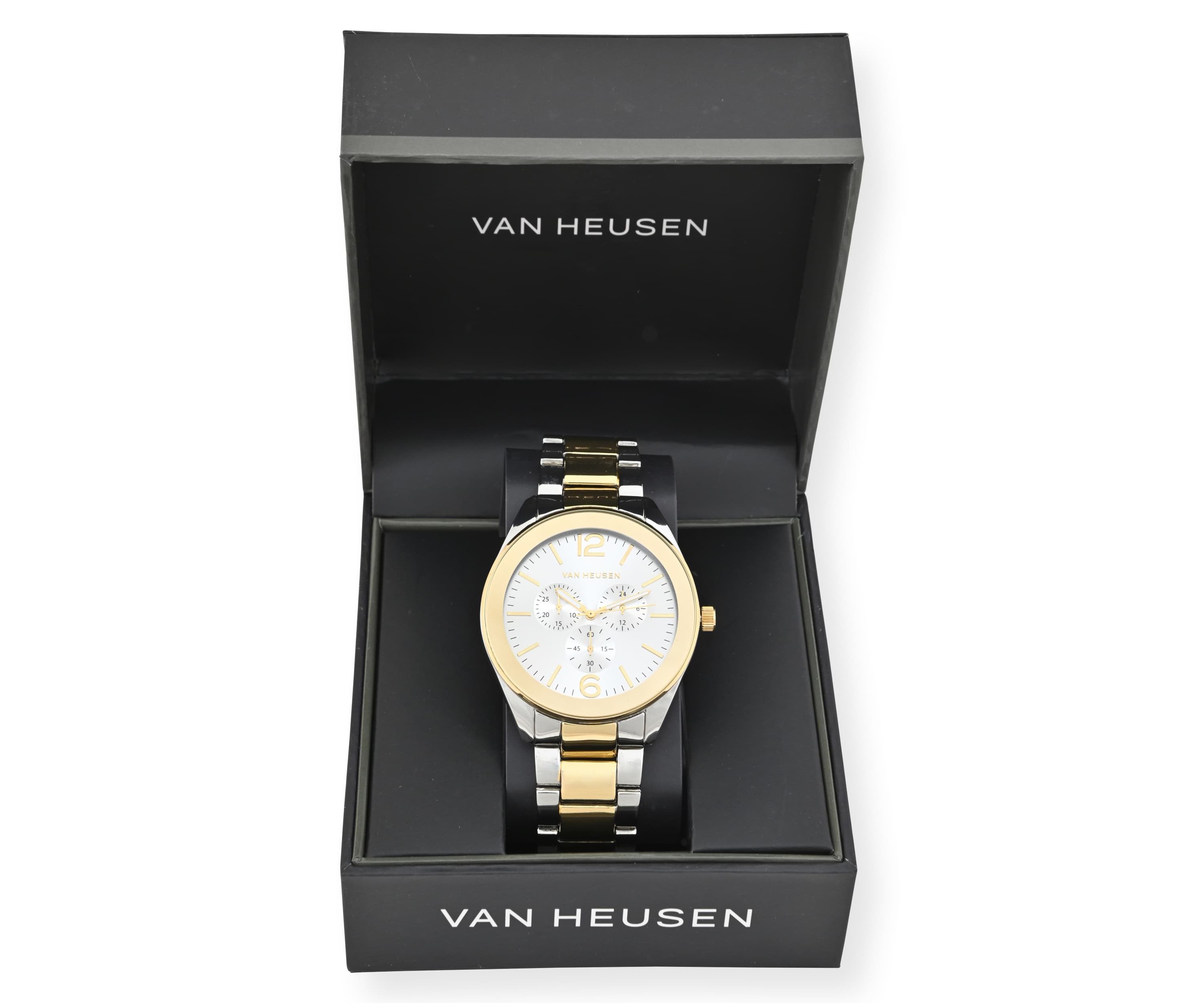Van Heusen Adult Mens Analog Watch with Two-Tone Silver Gold Case and Bracelet Model# VAN8851