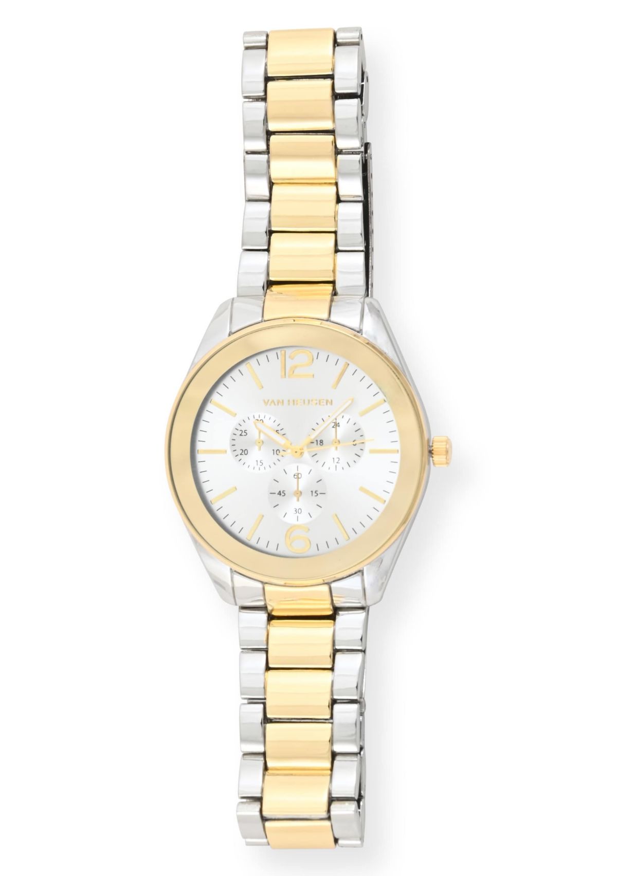 Van Heusen Adult Mens Analog Watch with Two-Tone Silver Gold Case and Bracelet Model# VAN8851
