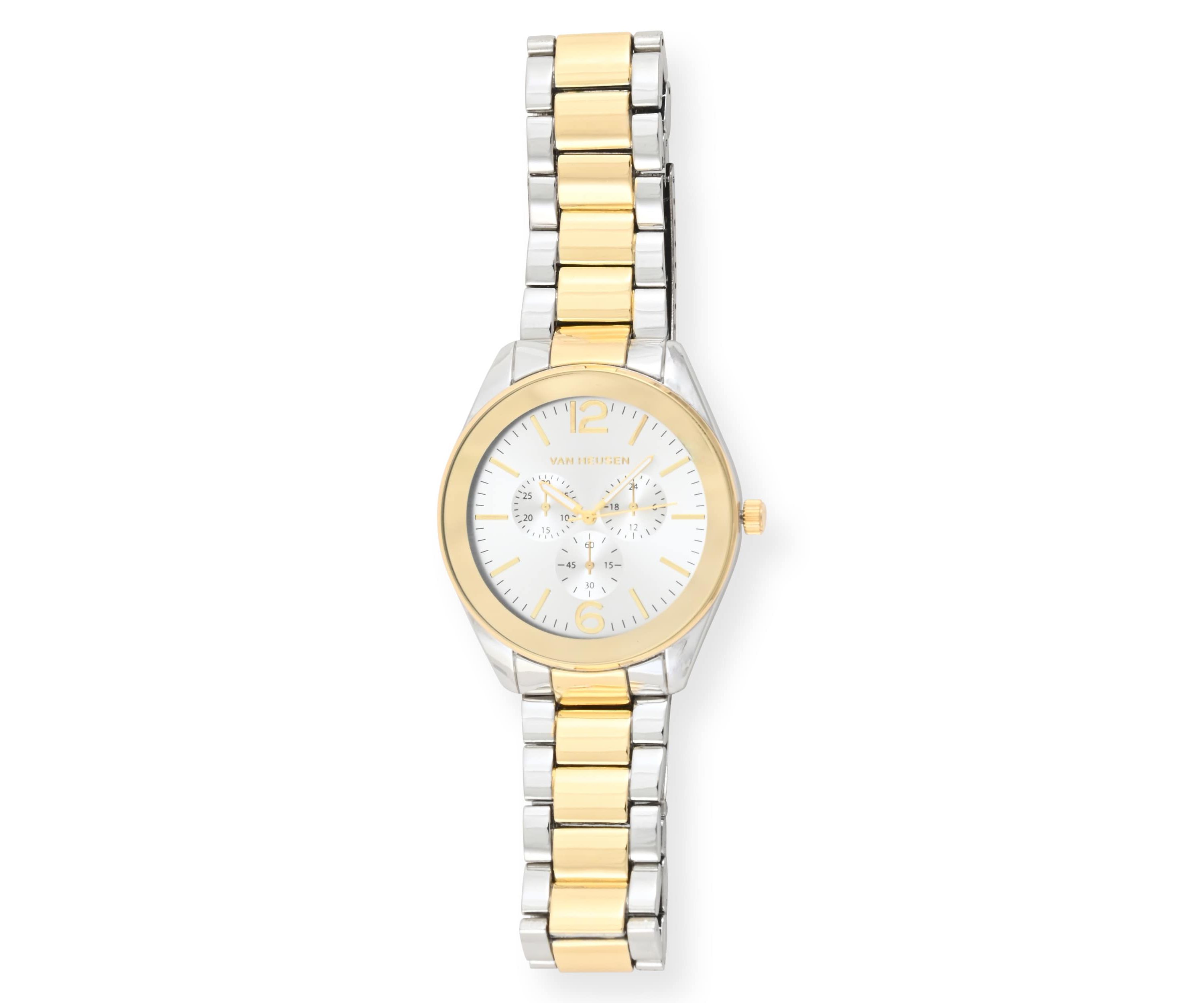Van Heusen Adult Mens Analog Watch with Two-Tone Silver Gold Case and Bracelet Model# VAN8851