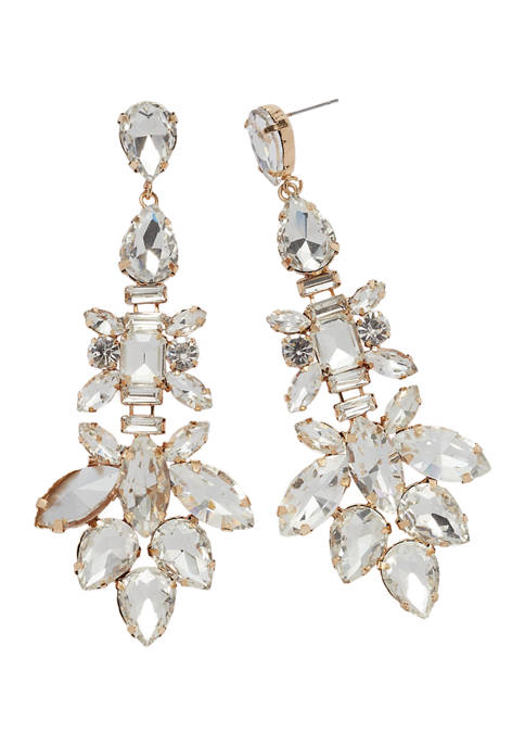 Evie Emma Gold Tone Crystal Show, Crystal Chandelier Earrings Outfit