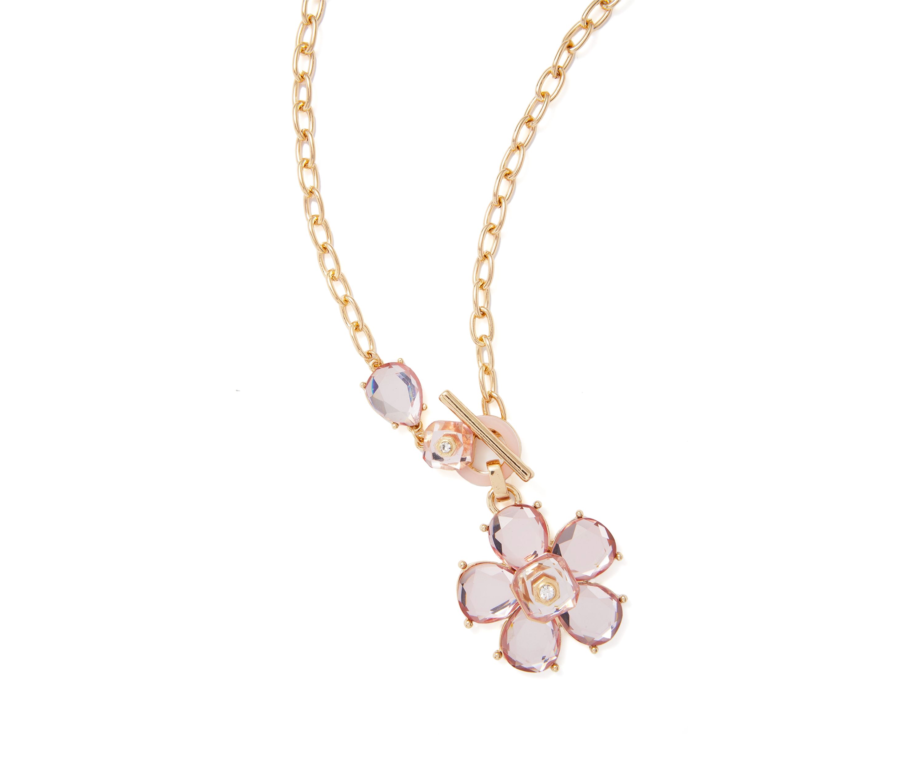 Pastel Pink Floral Pendant Necklace