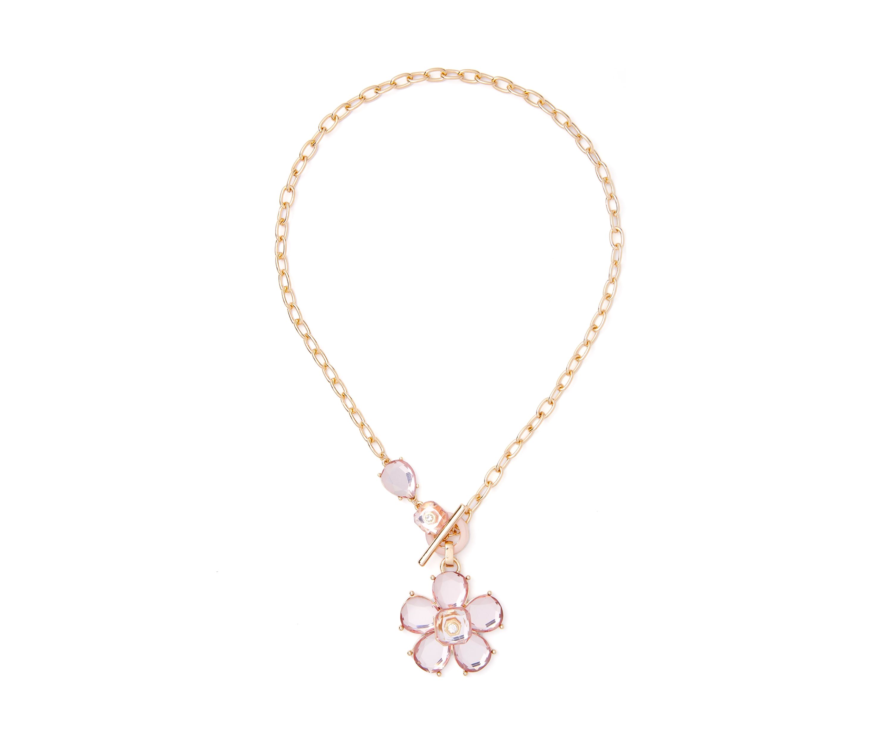 Pastel Pink Floral Pendant Necklace