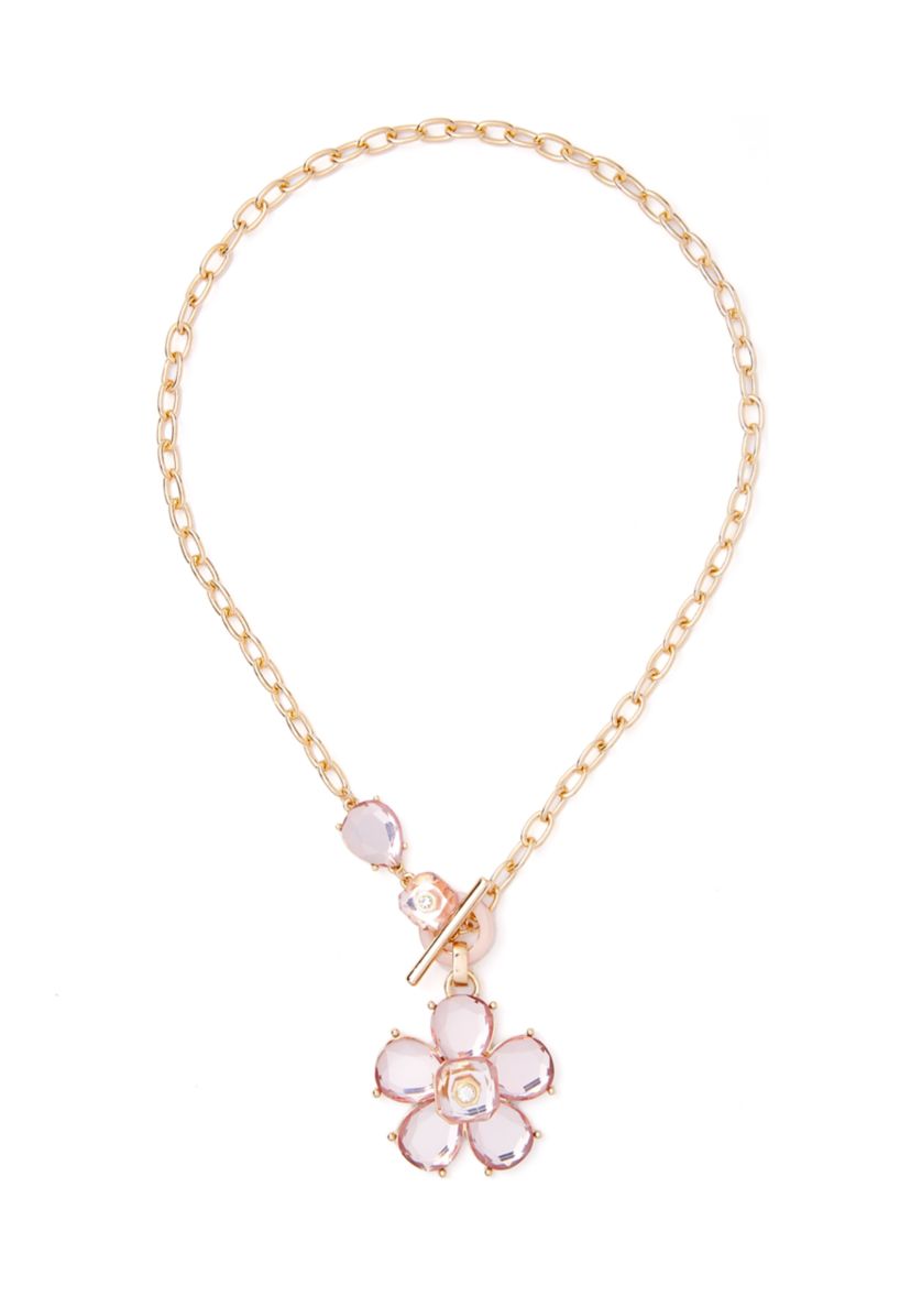 Pastel Pink Floral Pendant Necklace