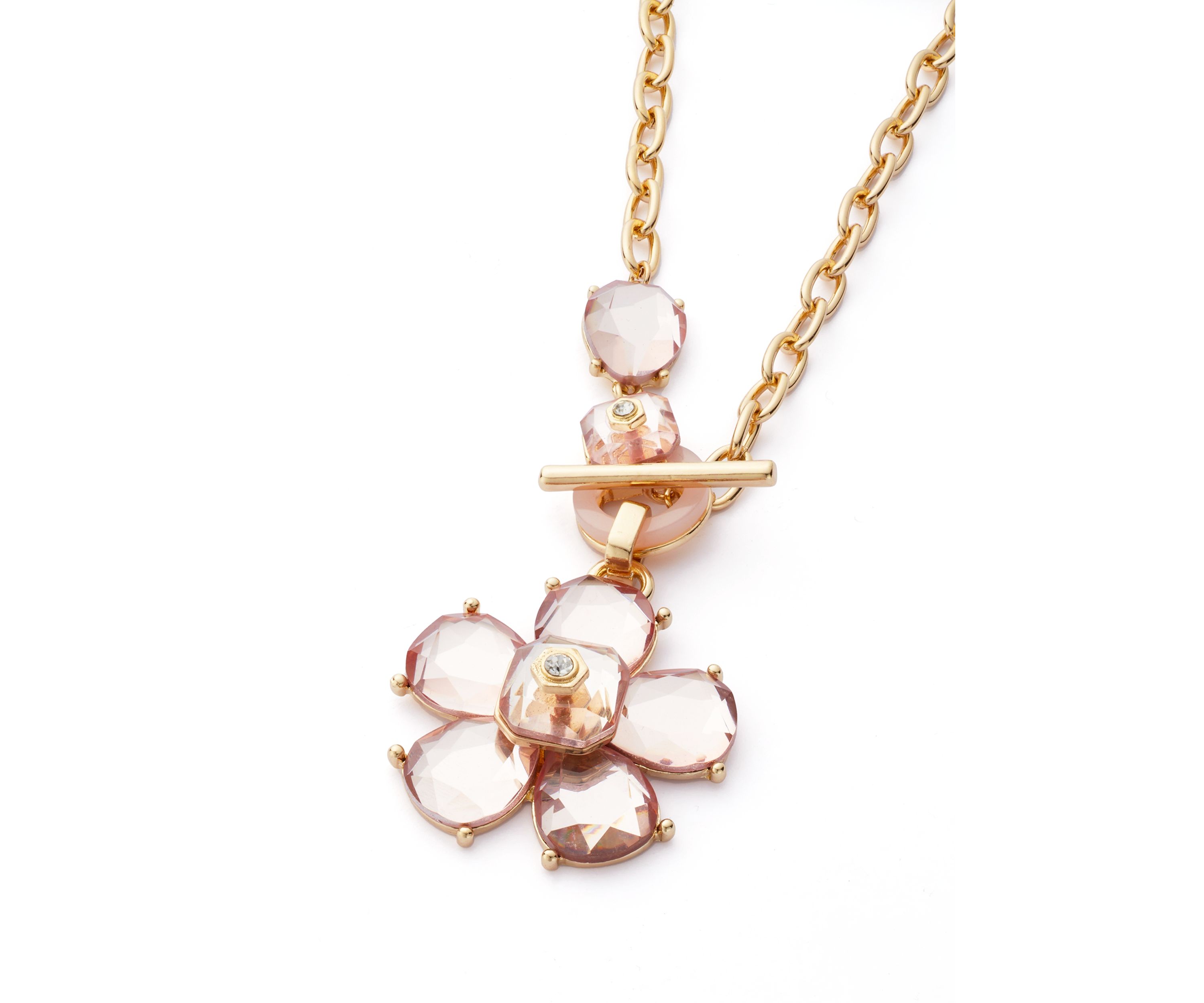 Pastel Pink Floral Pendant Necklace