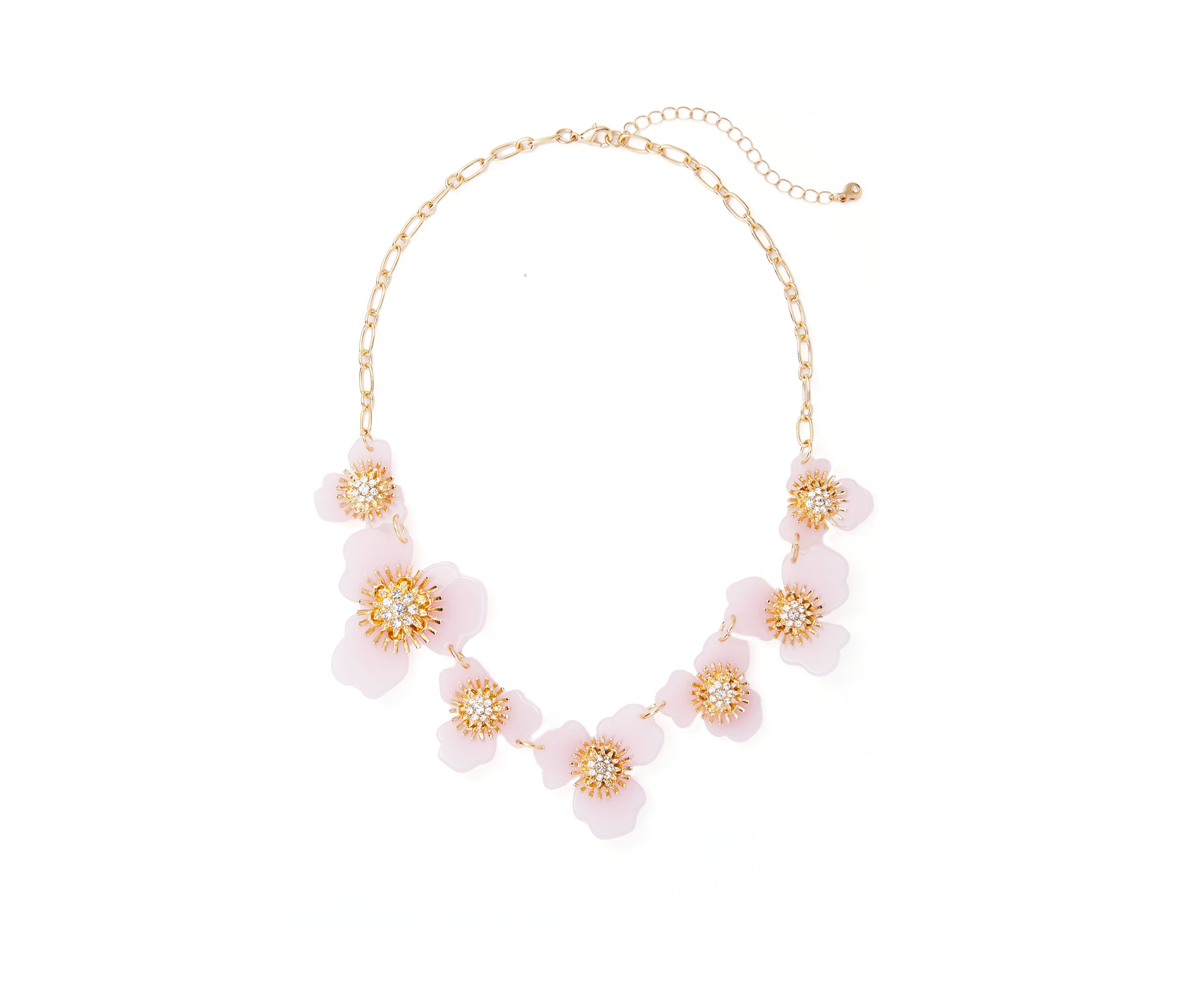 Pastel Pink Floral Frontal Statement Necklace