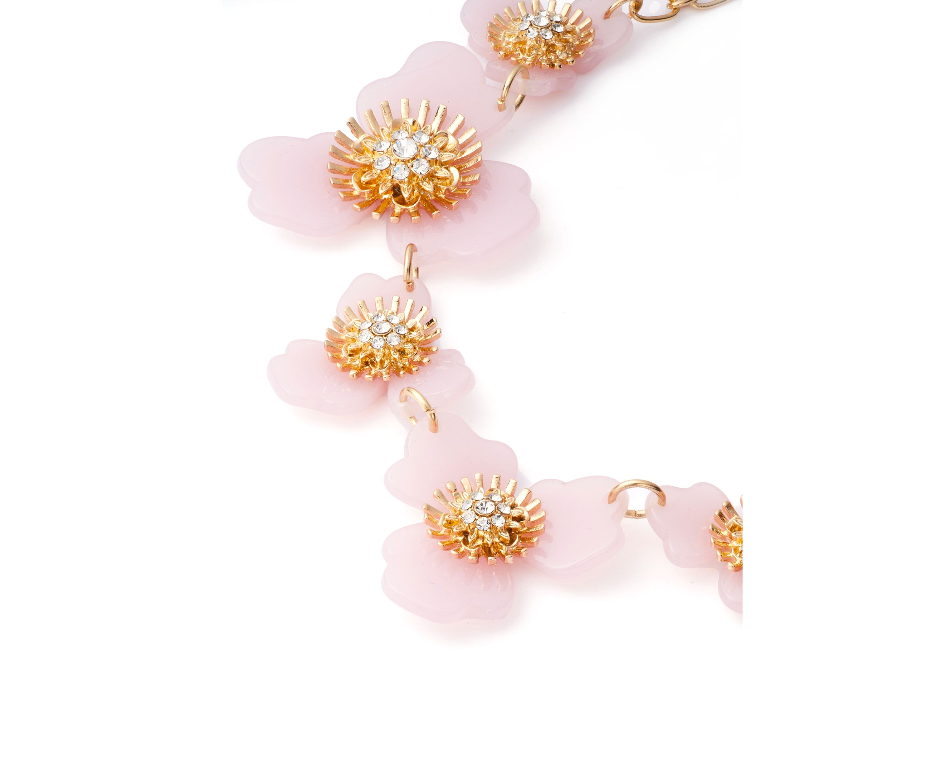 Pastel Pink Floral Frontal Statement Necklace