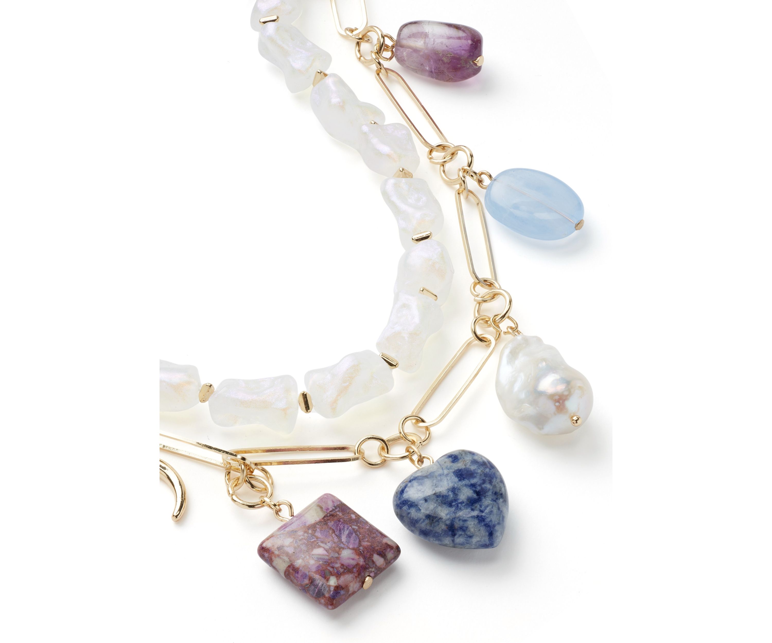 Lab Created Gold Tone Charm Layered Necklace