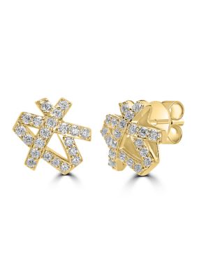 Belk Silverworks Sterling Silver Cubic Zirconia Stud Earrings, Gold