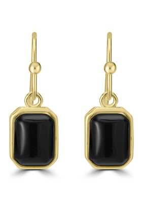 Belk Silverworks Gold Plated Rectangular Stone Center Earrings