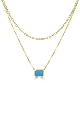 Belk Silverworks Gold Plated Paper Clip Chain Stone Pendant Necklace, 18 in