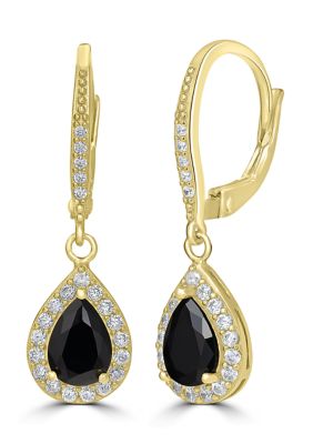Belk Silverworks Fine Plated Cubic Zirconia Halo Lever Back Earrings, Black