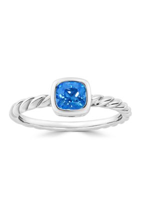 Belk Silverworks Fine Plated Cubic Zirconia Twist Band Ring, Blue, 7