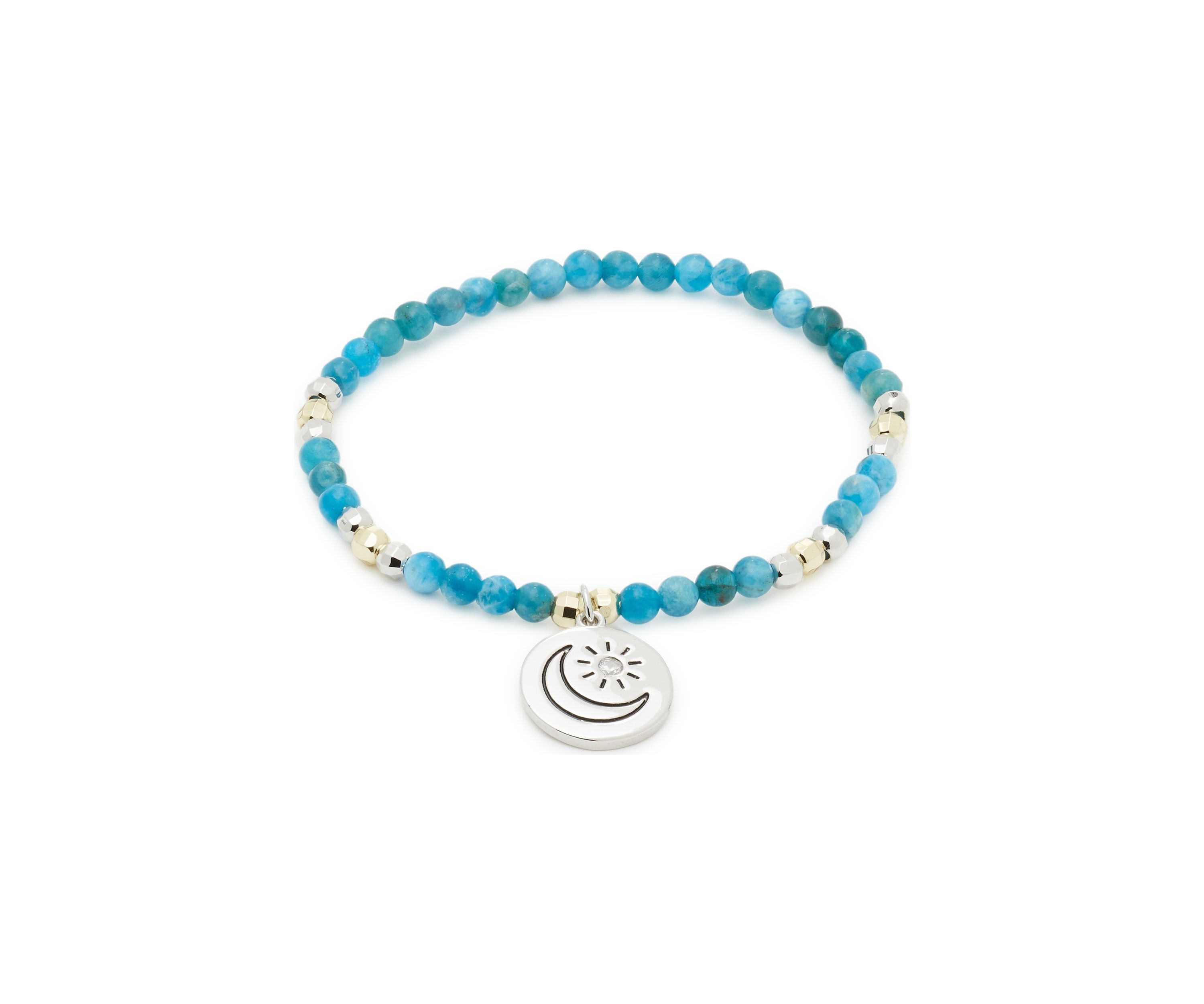Silver Plated Beaded Moon Bracelet 