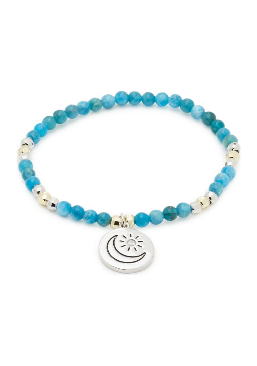 Silver Plated Beaded Moon Bracelet 