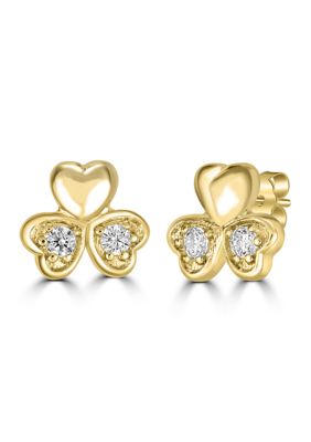 Belk Silverworks Gold Clover Sterling Silver Stud Earrings