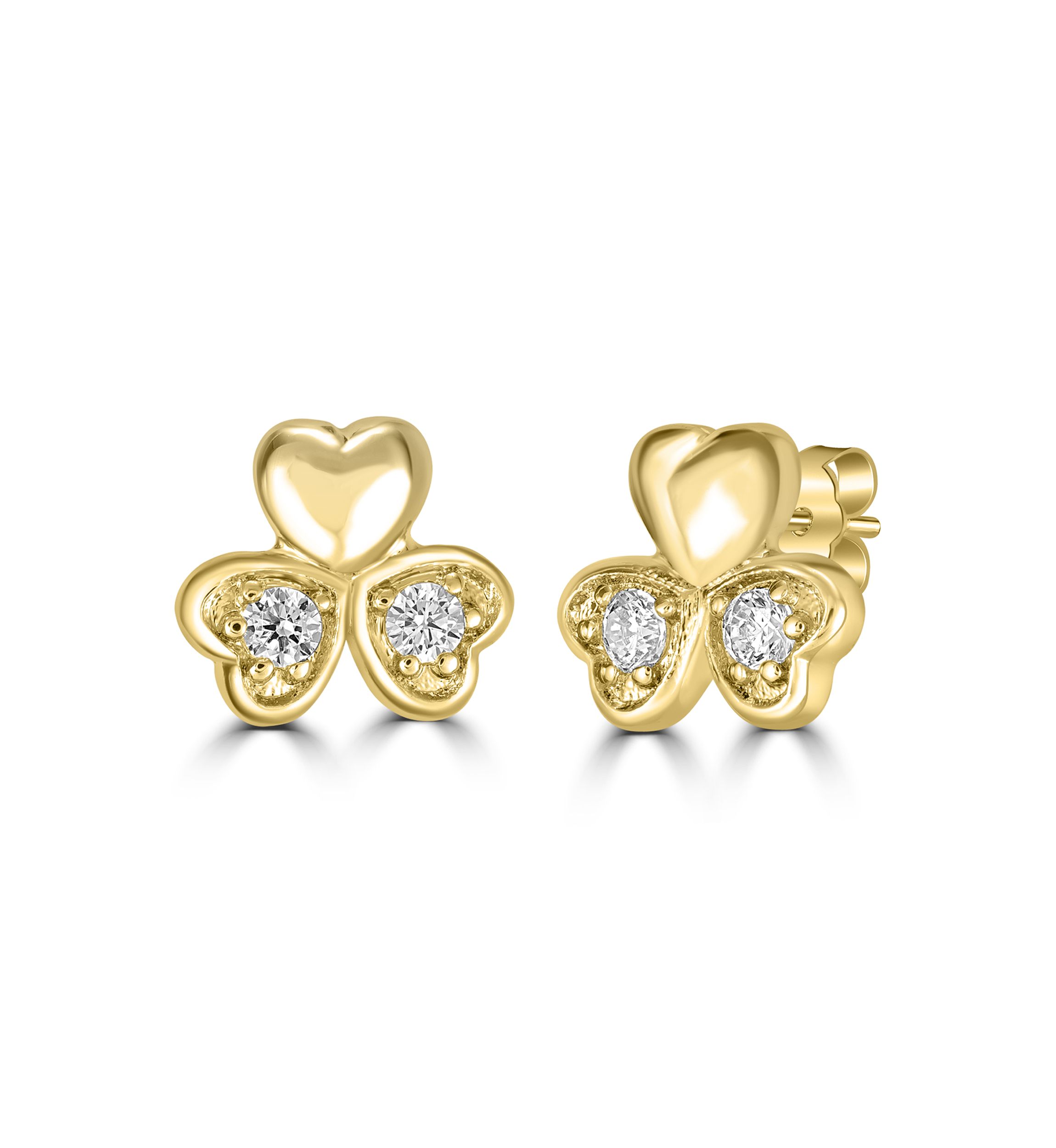 Gold Clover Sterling Silver Stud Earrings
