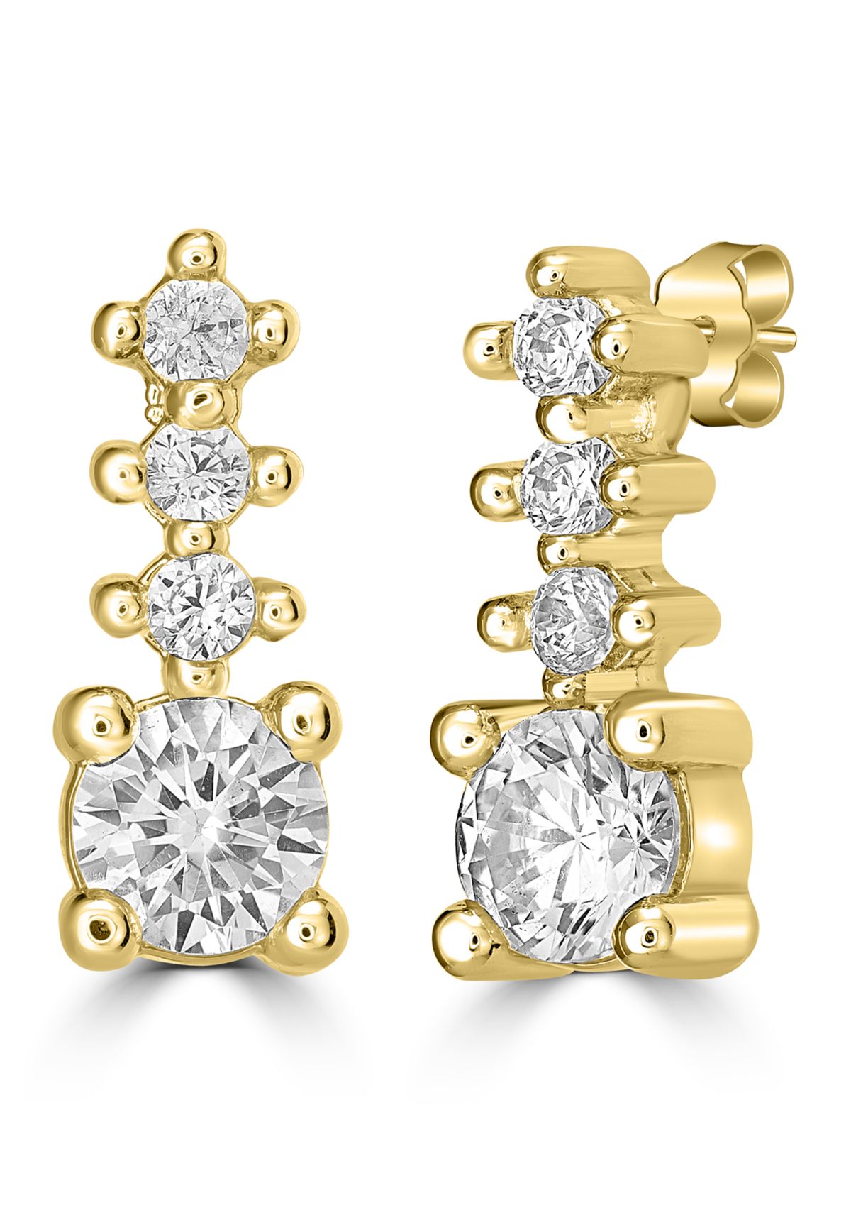 Sterling Silver Linear Cubic Zirconia Earrings