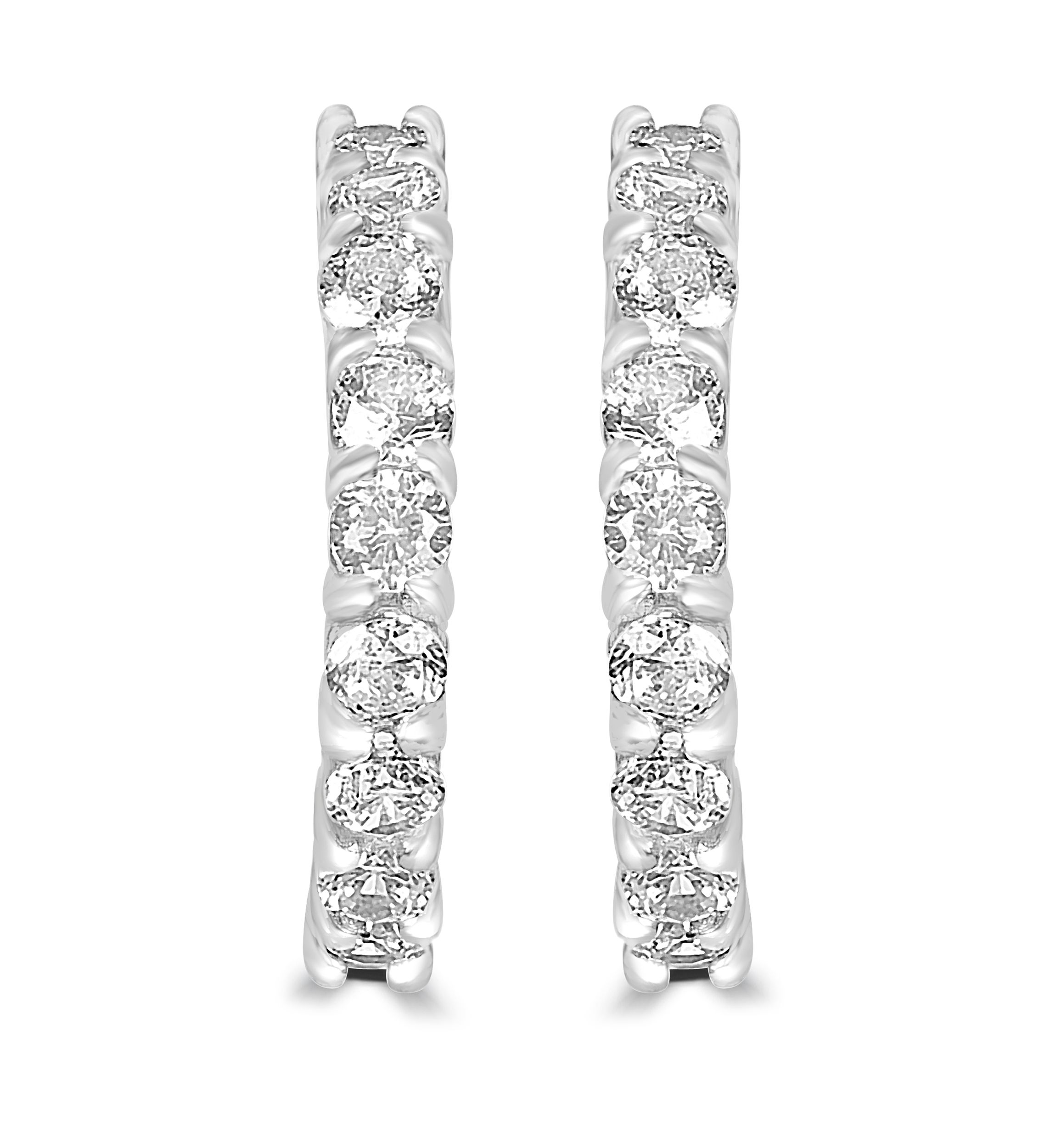 Fine Silver Plated CZ Pave Hoops