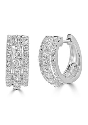 Belk Silverworks Cubic Zirconia Hoop Earrings, Silver