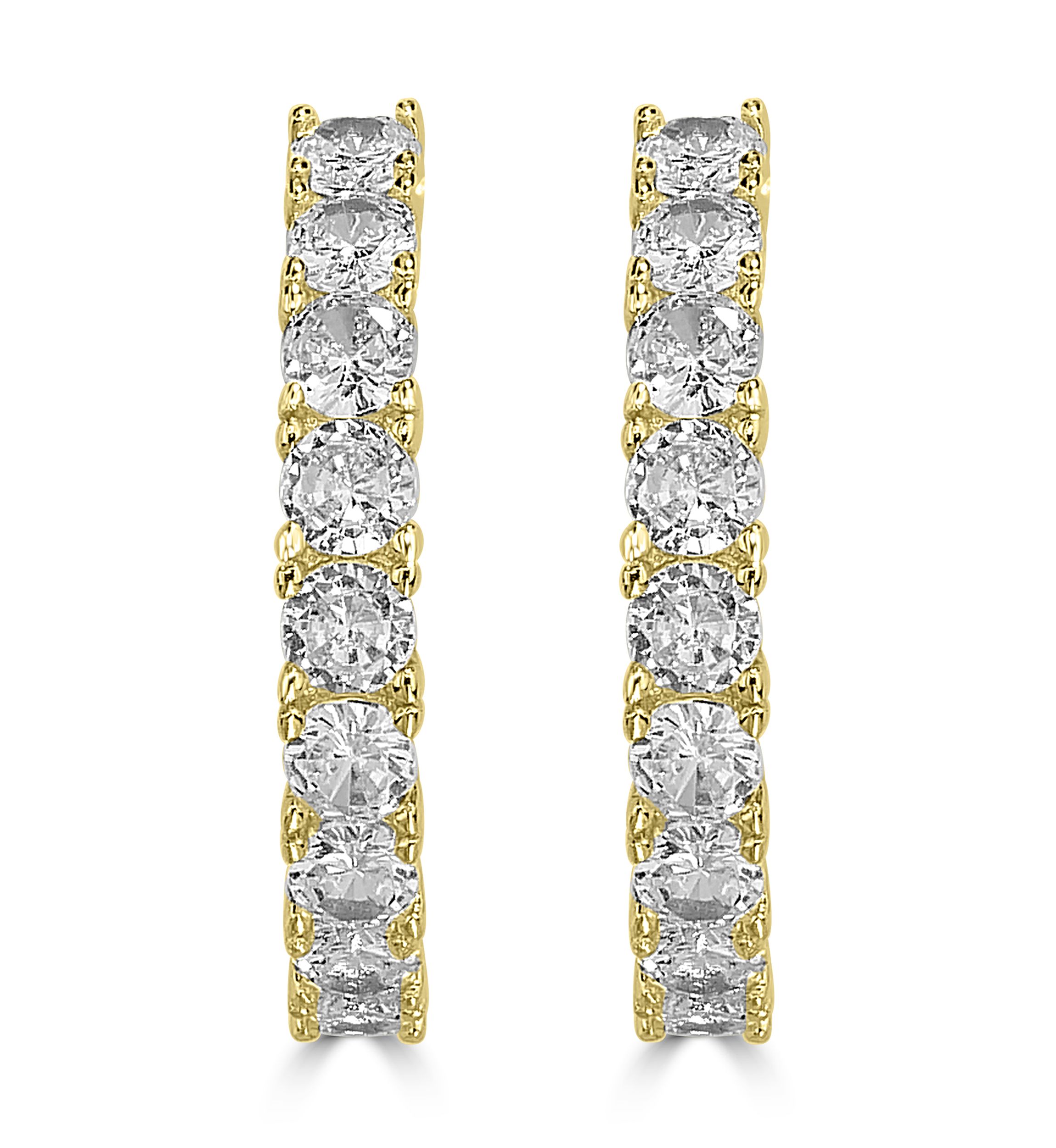 Prong Set Cubic Zirconia Hoop Earrings