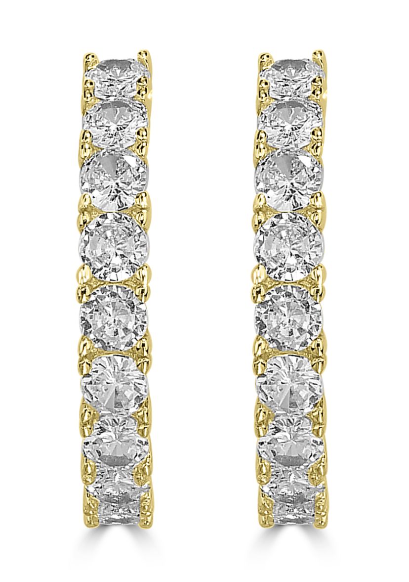 Prong Set Cubic Zirconia Hoop Earrings