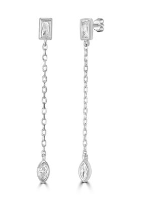 Belk Silverworks Sterling Silver Cubic Zirconia Chain Drop Earrings