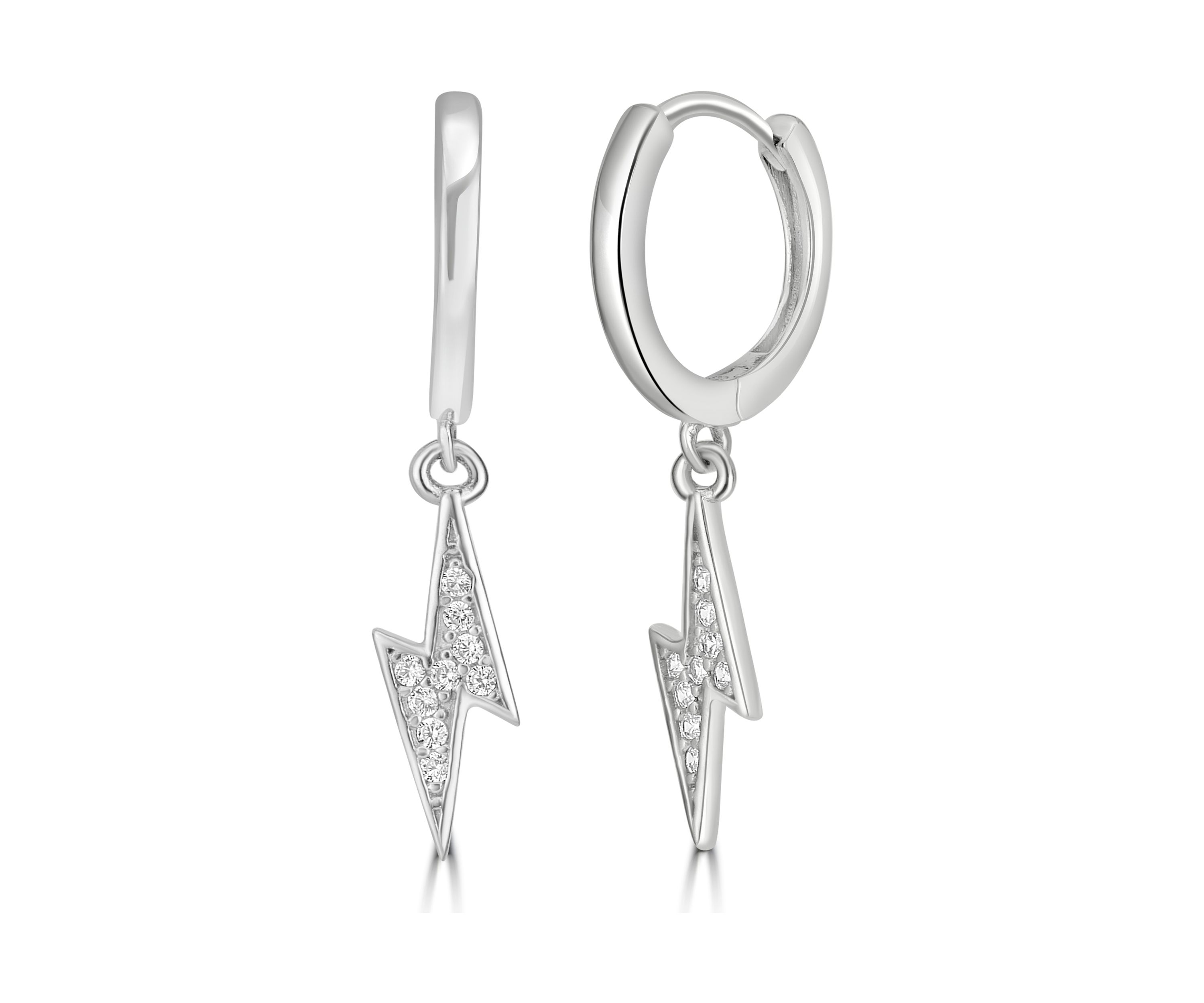 Sterling Silver Lighting Cubic Zirconia Hoop Earrings