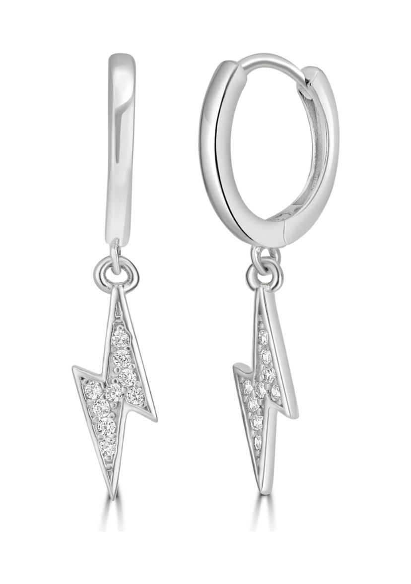 Sterling Silver Lighting Cubic Zirconia Hoop Earrings
