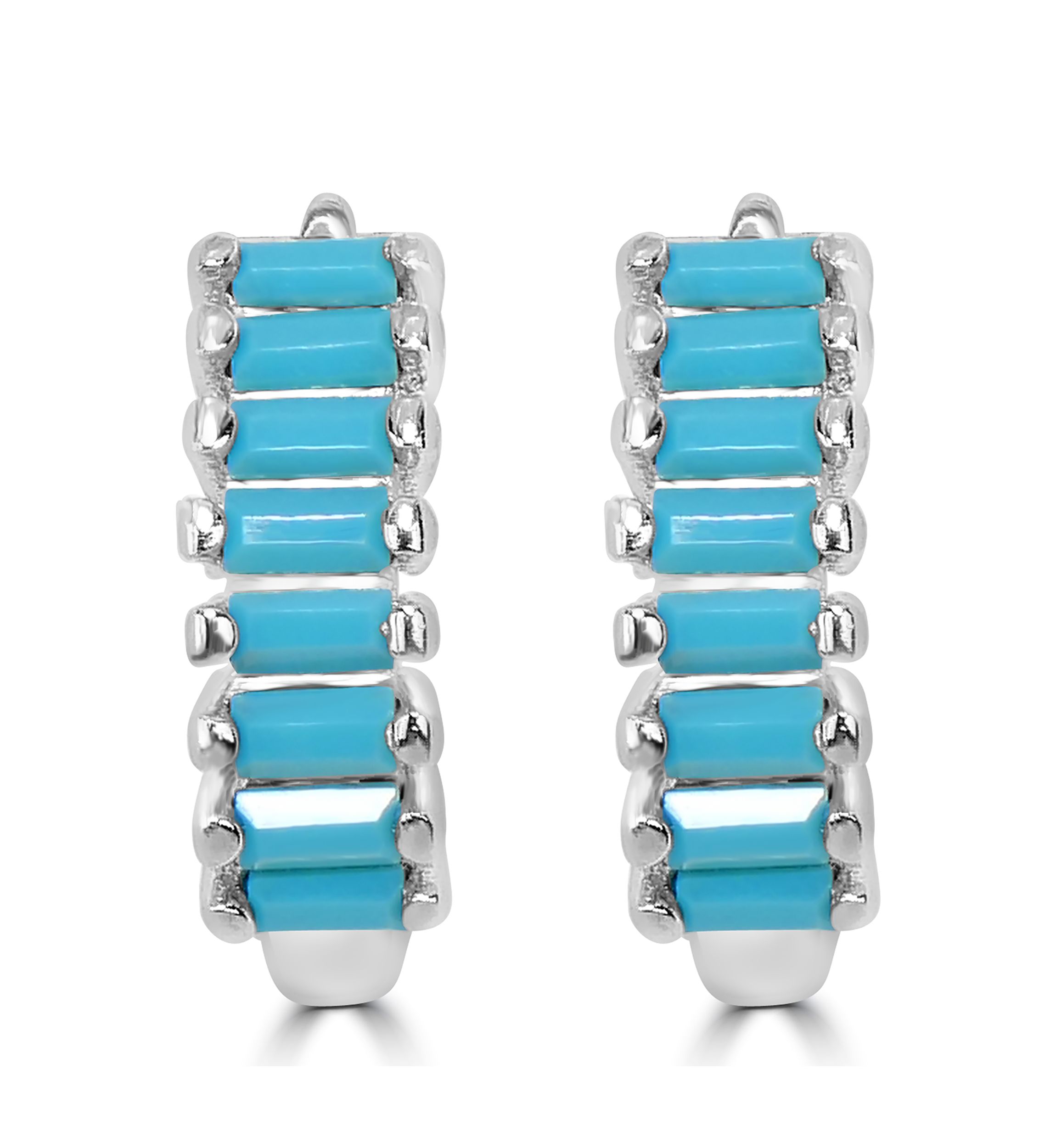 Sterling Silver with Cubic Zirconia Huggie Hoop Earrings