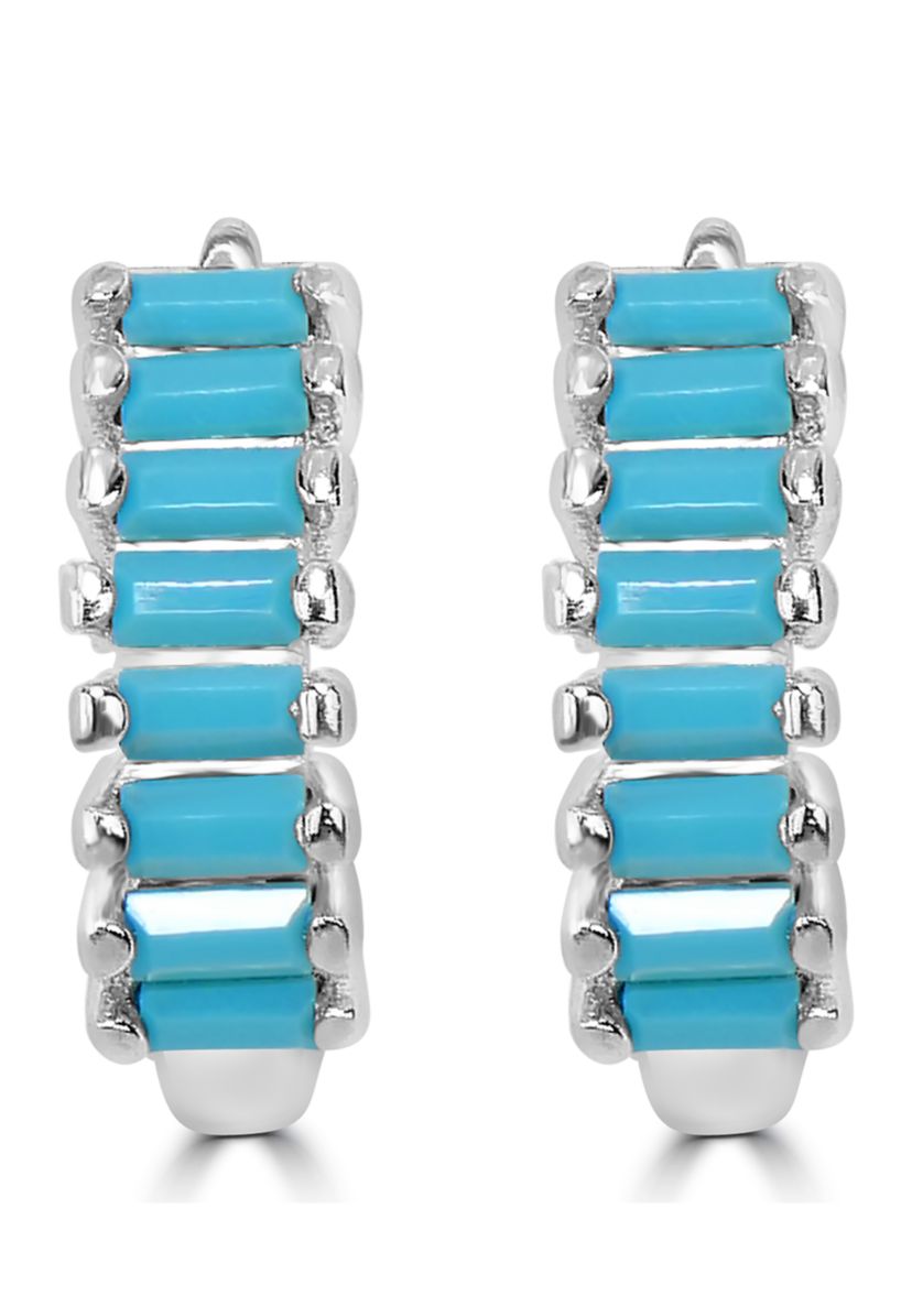 Sterling Silver with Cubic Zirconia Huggie Hoop Earrings