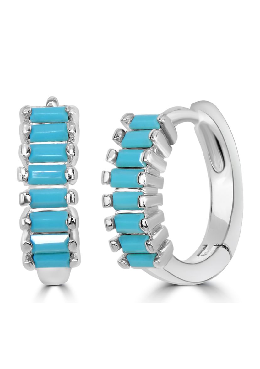 Sterling Silver with Cubic Zirconia Huggie Hoop Earrings