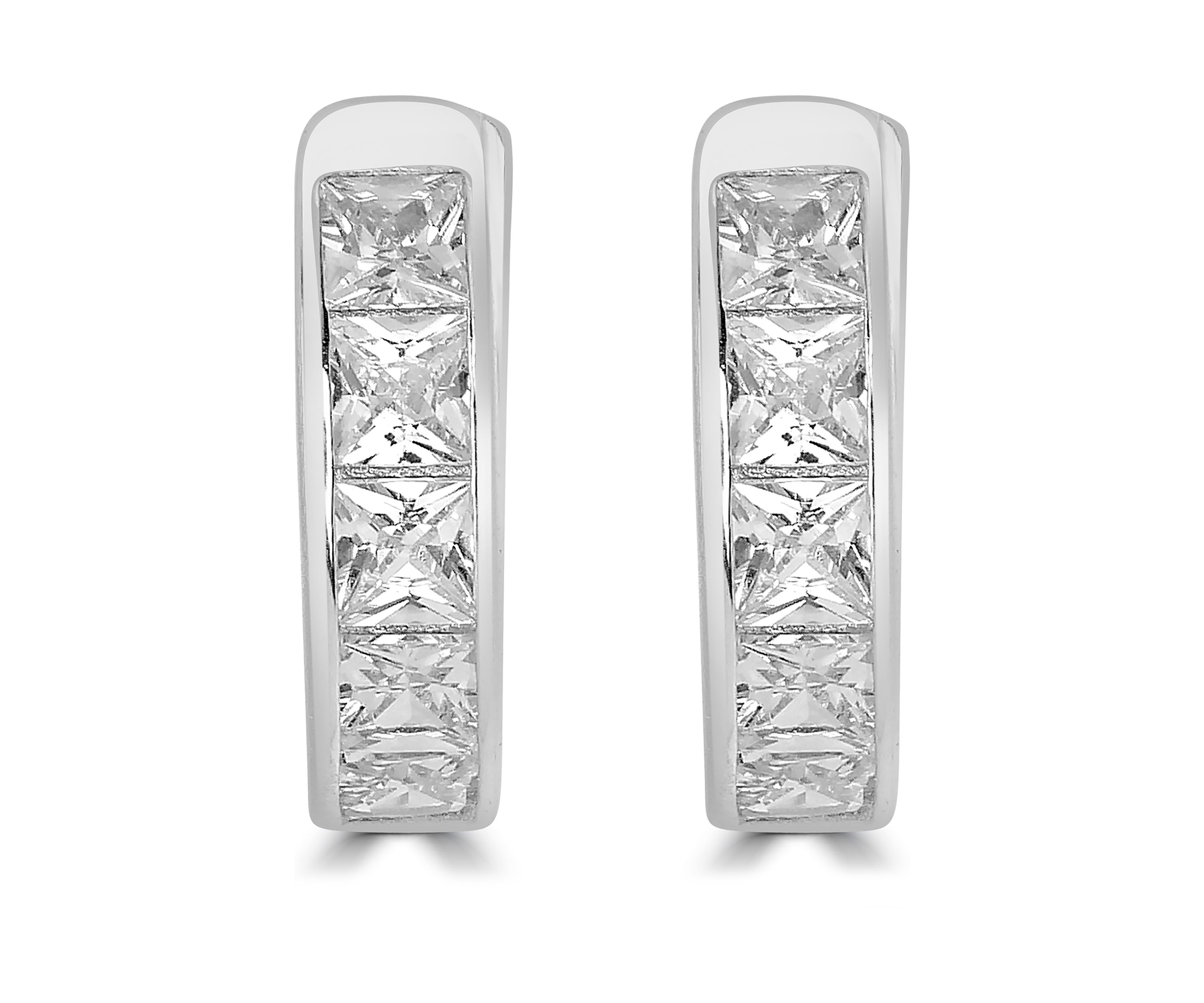 Sterling Silver Cubic Zirconia Huggie Hoop Earrings