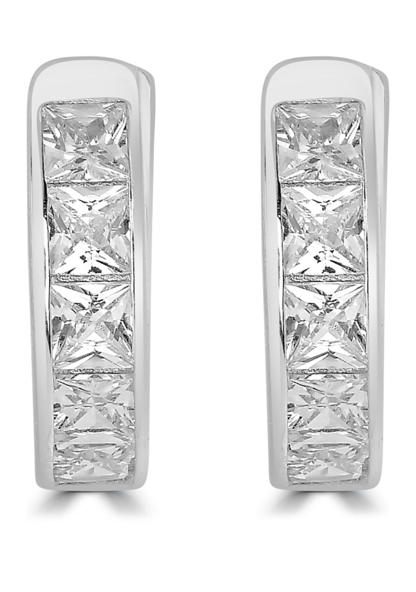Sterling Silver Cubic Zirconia Huggie Hoop Earrings