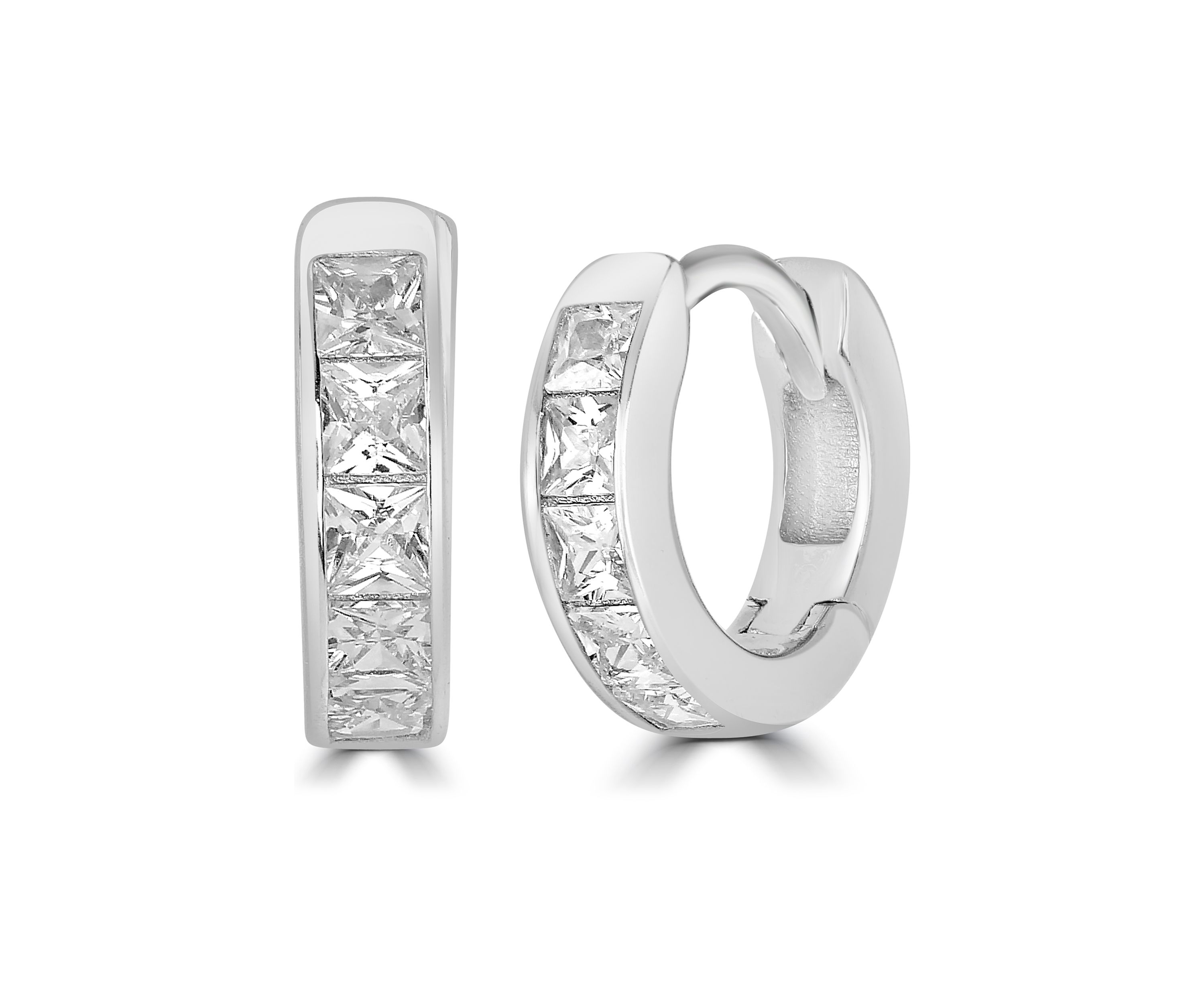 Sterling Silver Cubic Zirconia Huggie Hoop Earrings